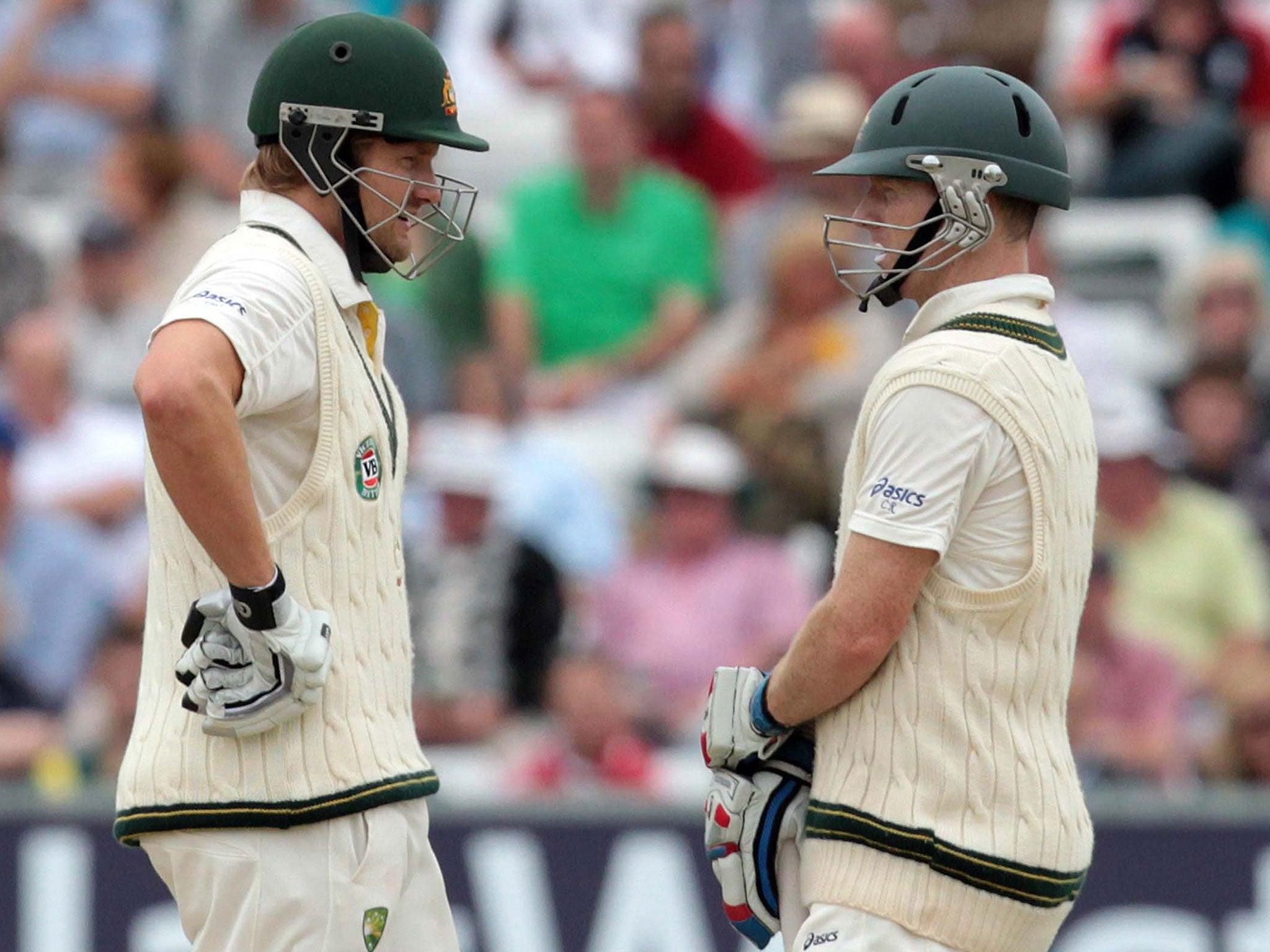 Long run: Shane Watson (left) and Chris Rogers put on 129 in 279 balls