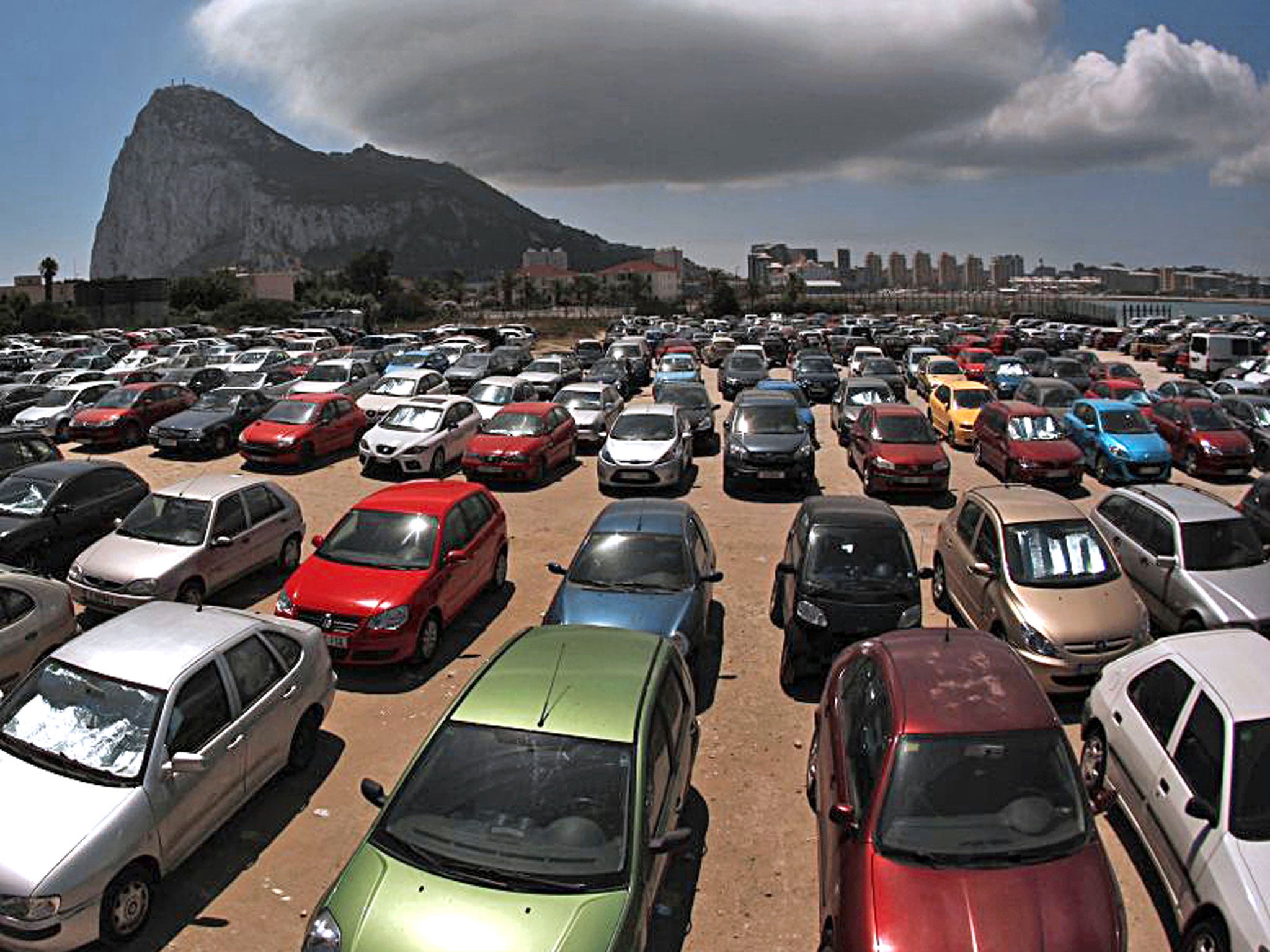 A cloud looms over the Rock of Gibraltar