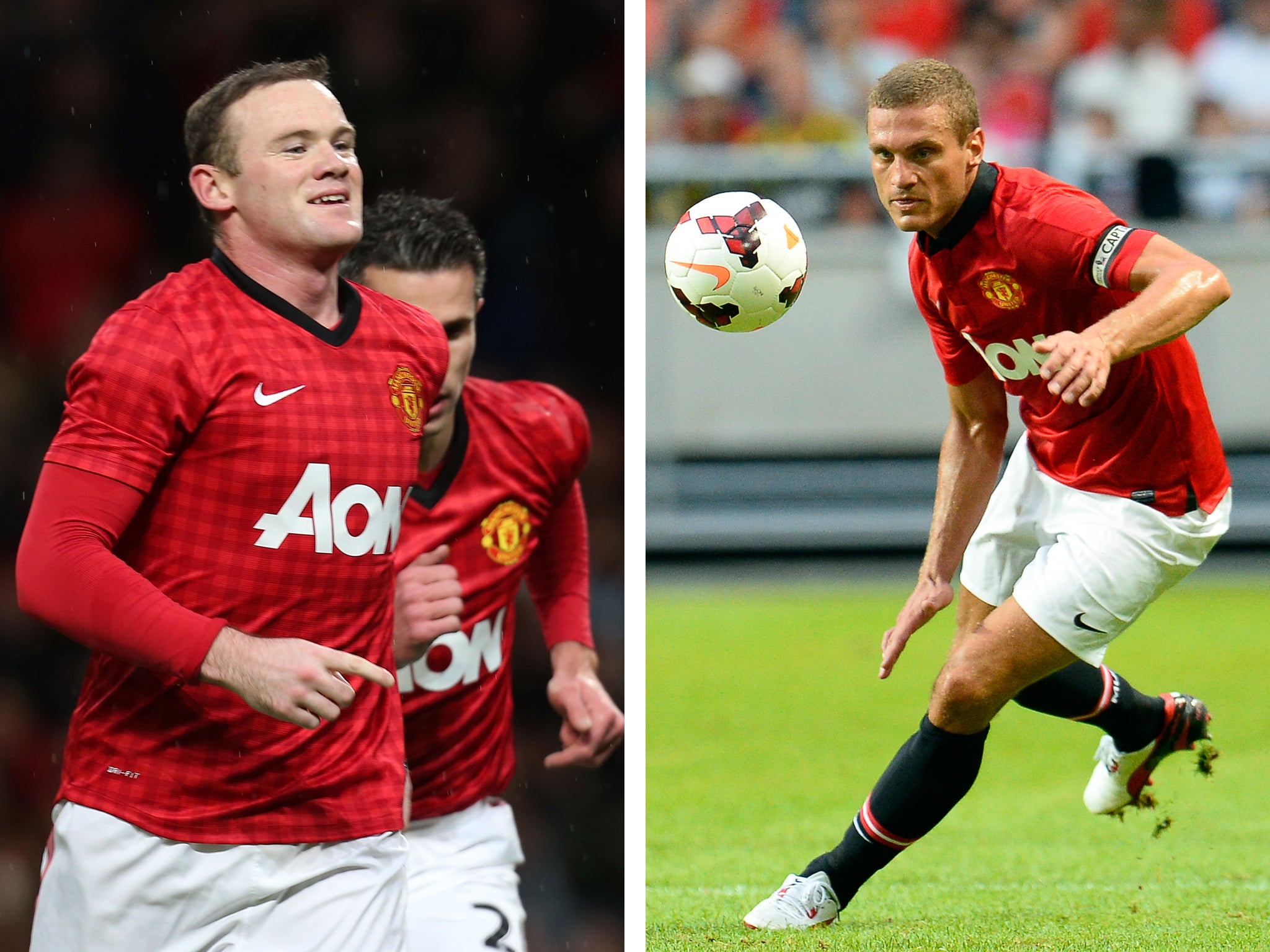 Wayne Rooney and Nemanja Vidic