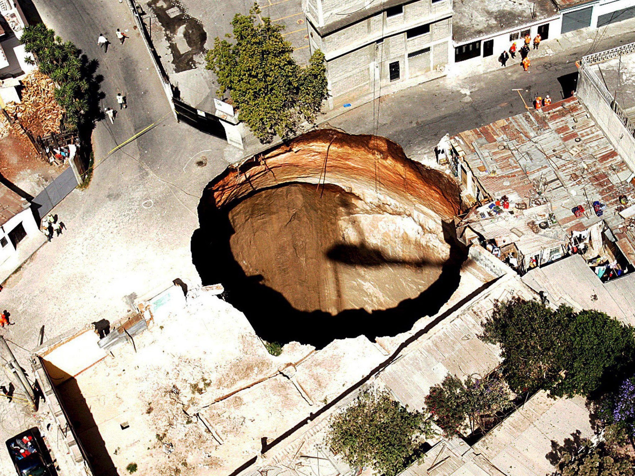 A sinkhole in Guatemala City, in February 2007