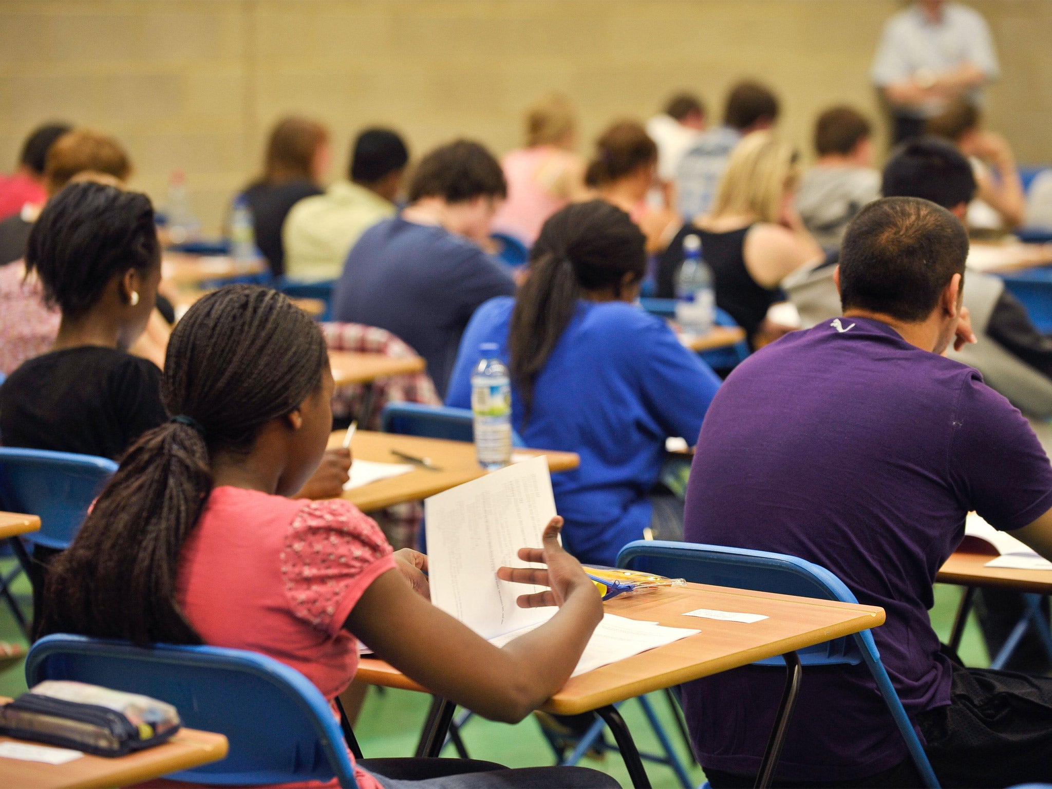 Students sitting an A-level maths exam