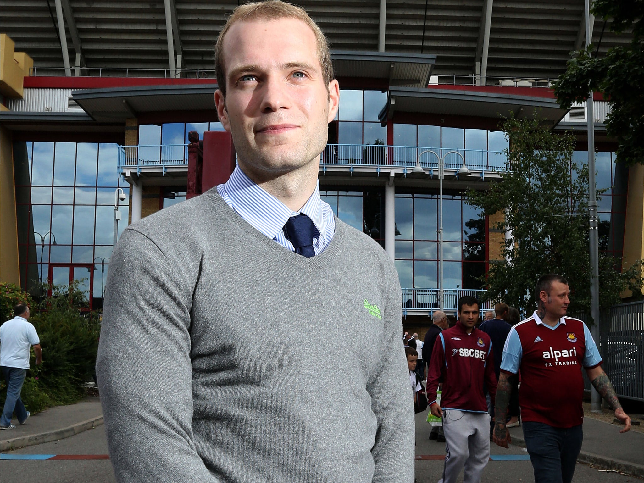 Tim Coe during a scouting visit to Upton Park