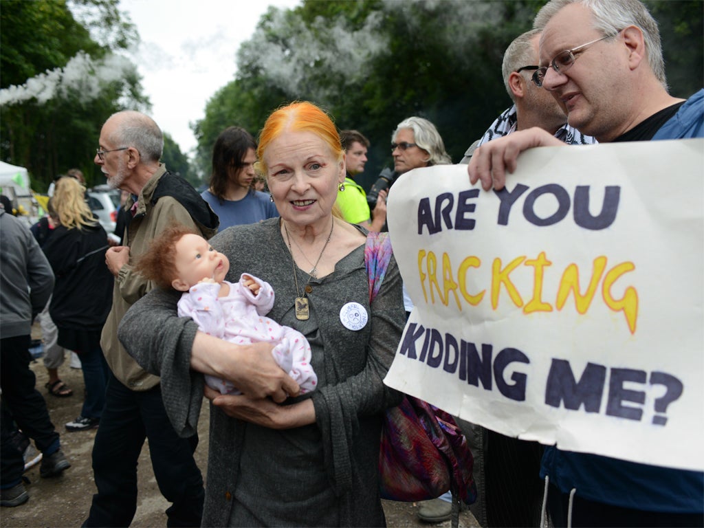 Vivienne Westwood joined the protesters today at Balcombe