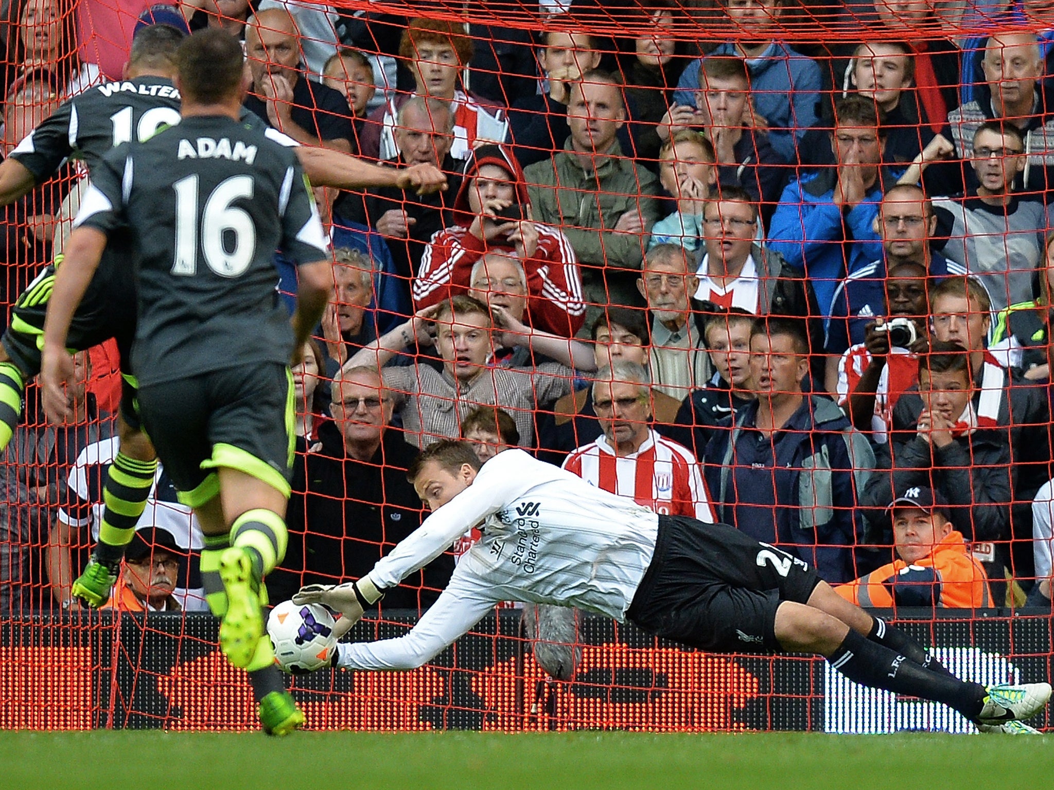 Simon Mignolet saves Jon Walters penalty