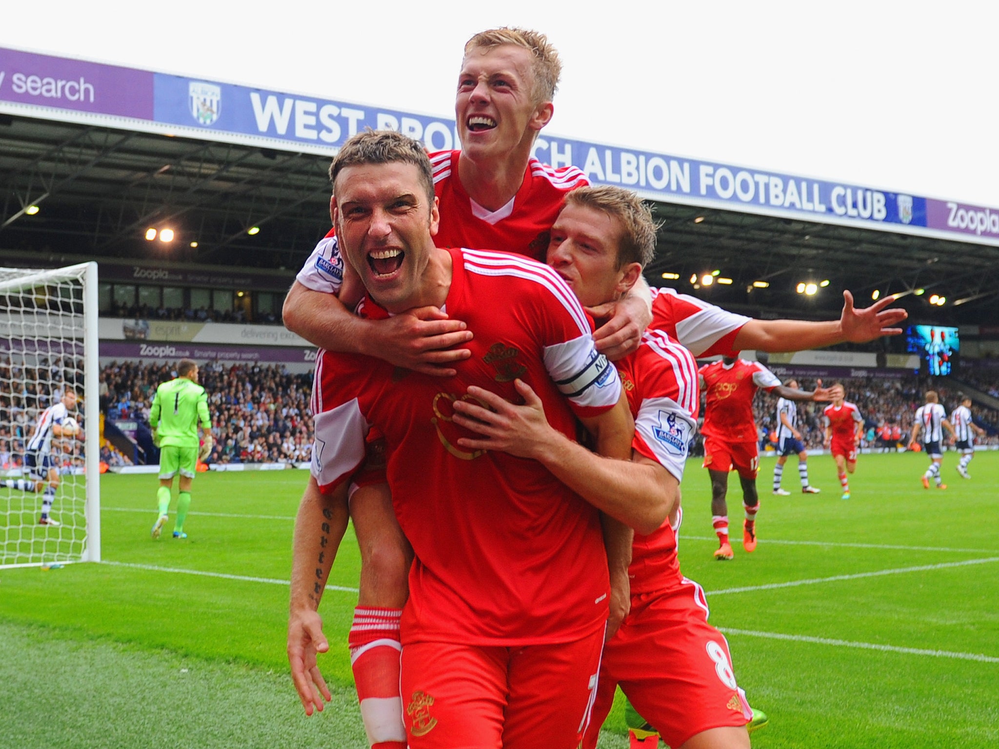 Rickie Lambert scored his second winning goal this week to clinch victory for Southampton at West Brom