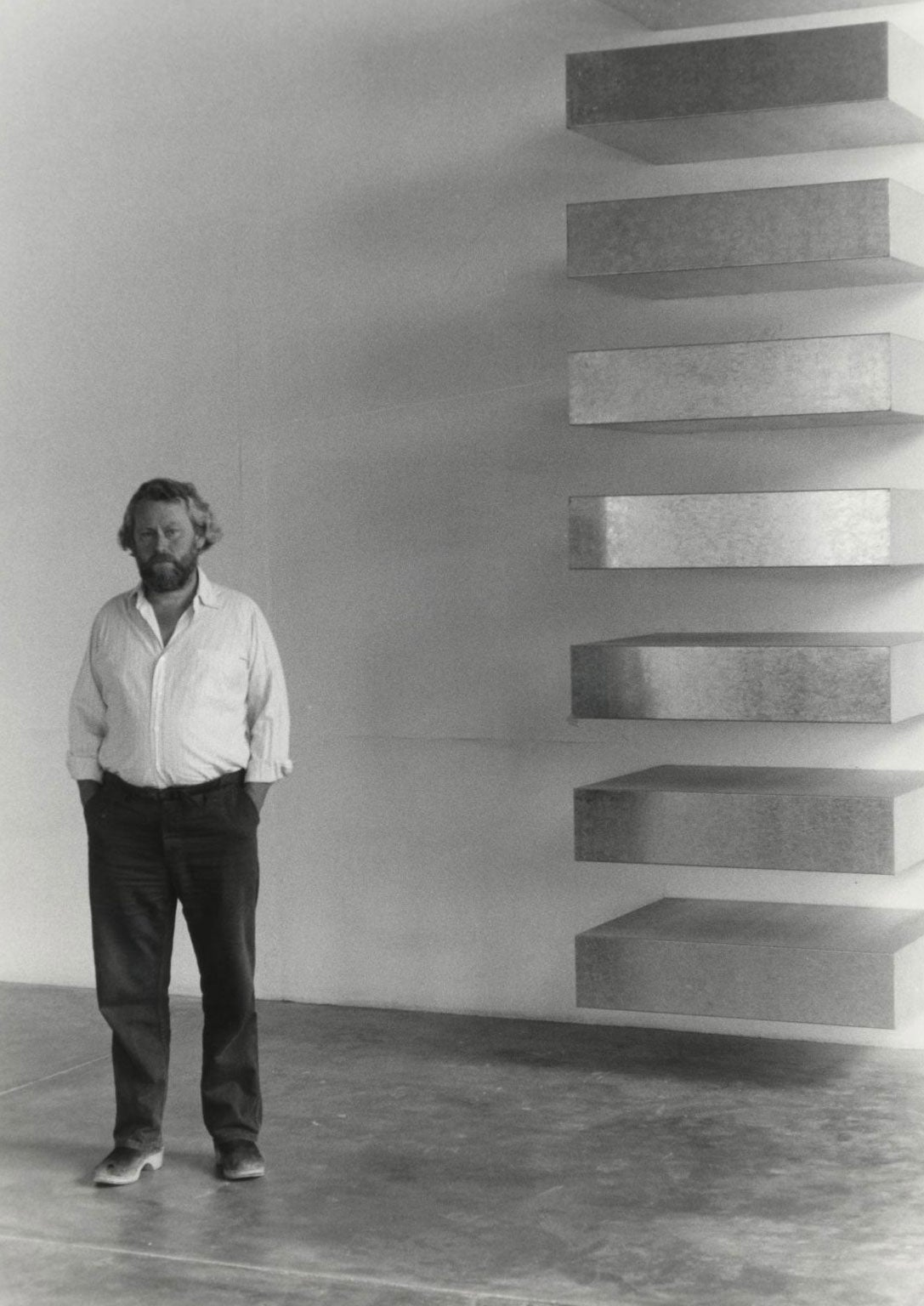 Donald Judd in 1982, with his work ‘Untitled’ (19