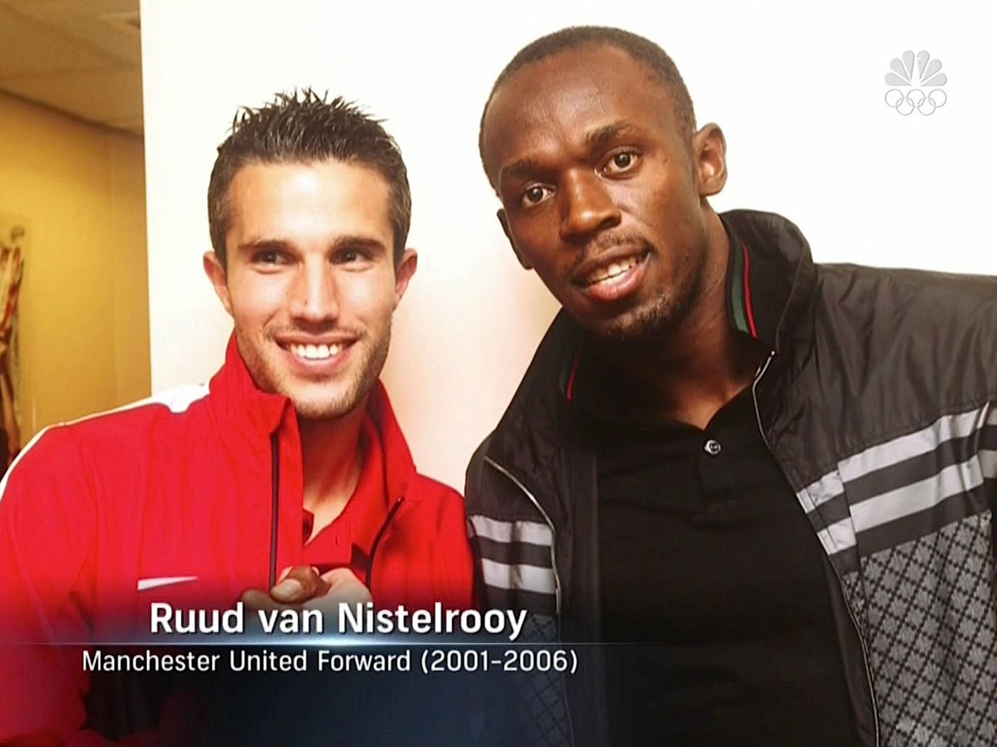 Incorrectly captioned Robin van Persie with Usain Bolt