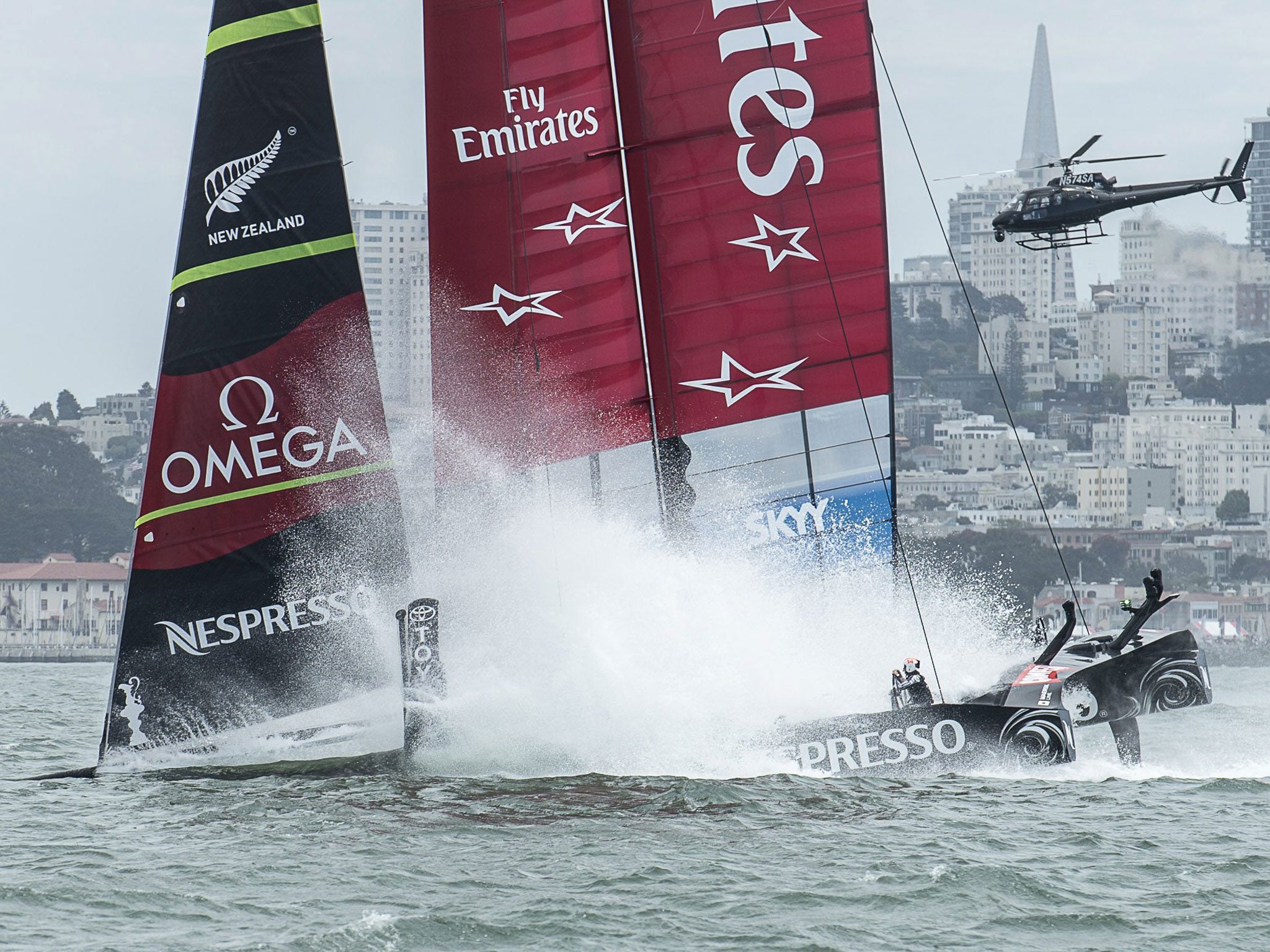 Emirates Team New Zealand, had to pull out of the second race as the complex hydraulic control system failed when they were leading comfortably