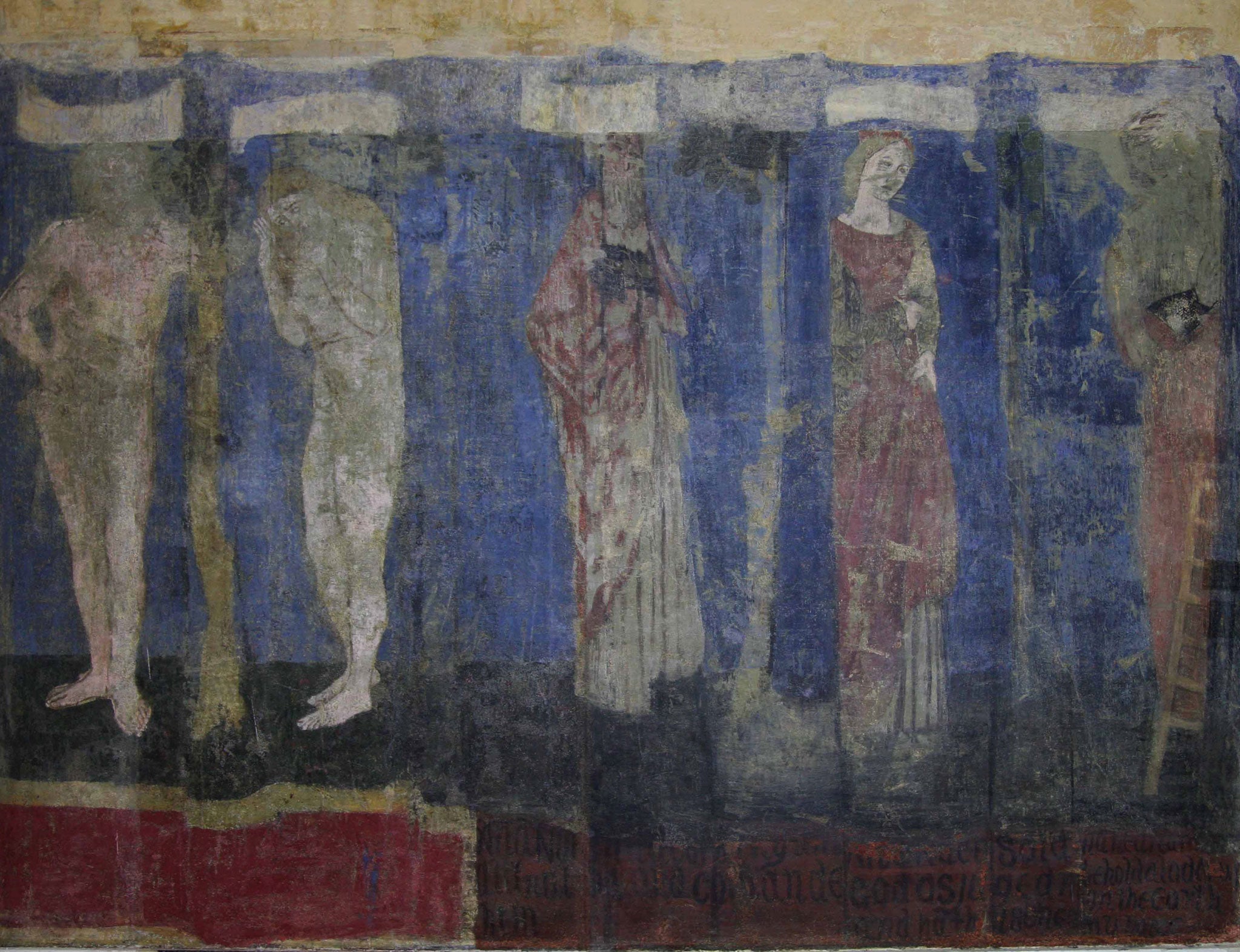 Wall painting in the bedroom at Red House, showing (left to right) Adam, Eve, Noah, Rachel, Jacob
