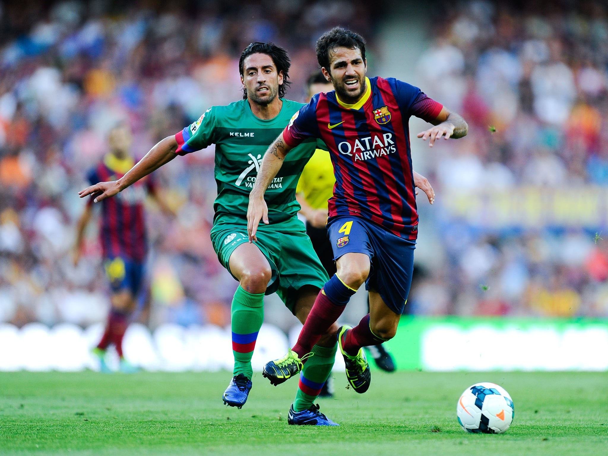 Cesc Fabregas made three assists in Barcelona's 7-0 win over Levante