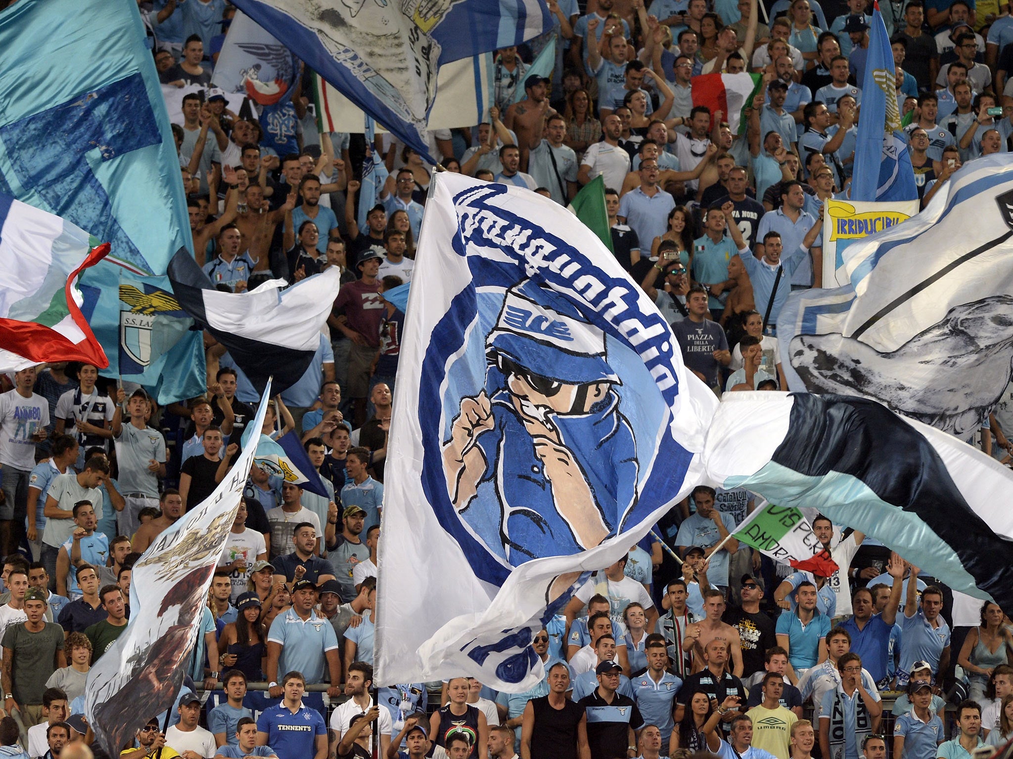 Lazio fans pictured during the Supercoppa