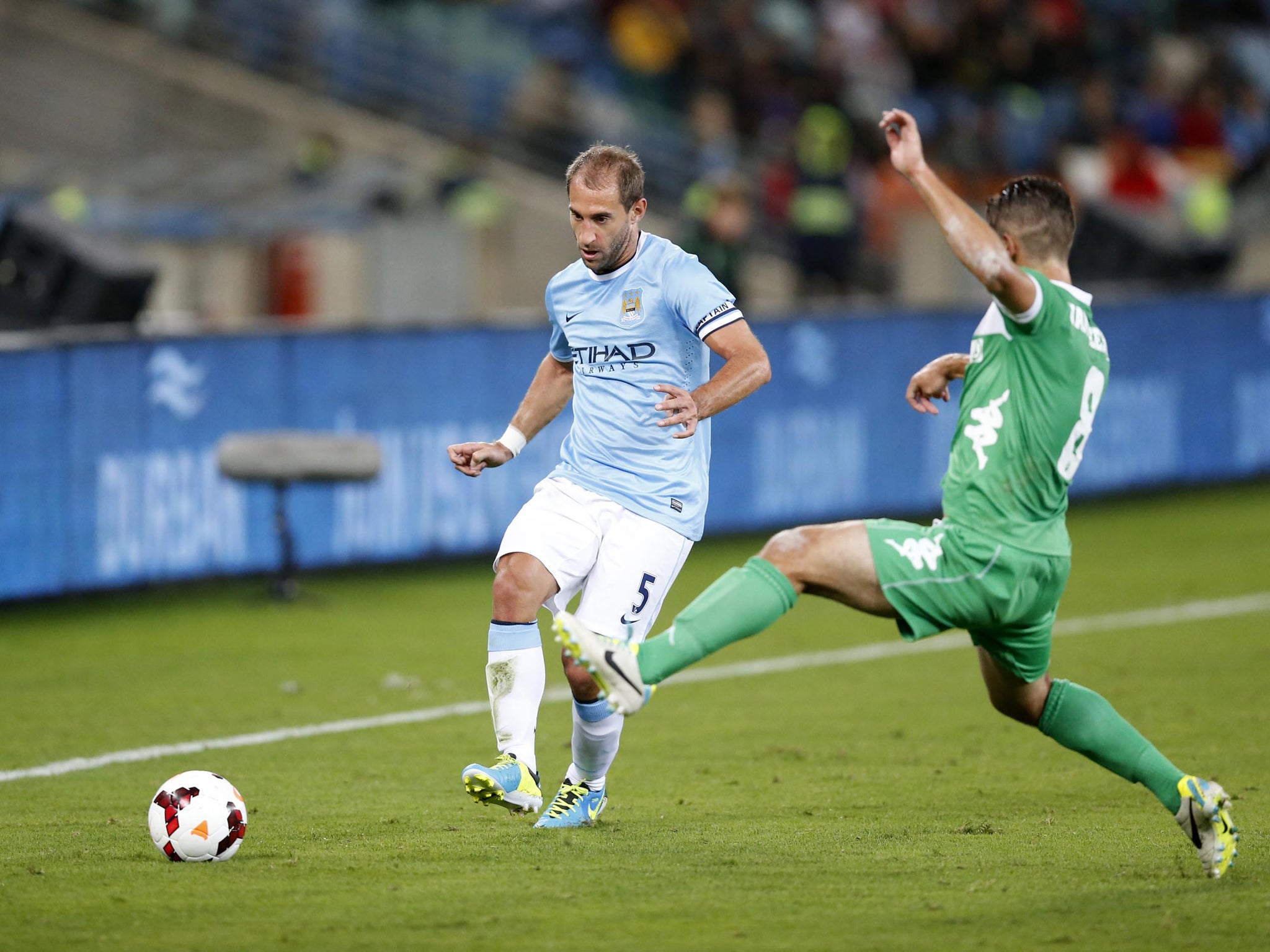 Pablo Zabaleta in pre-season action for Manchester City