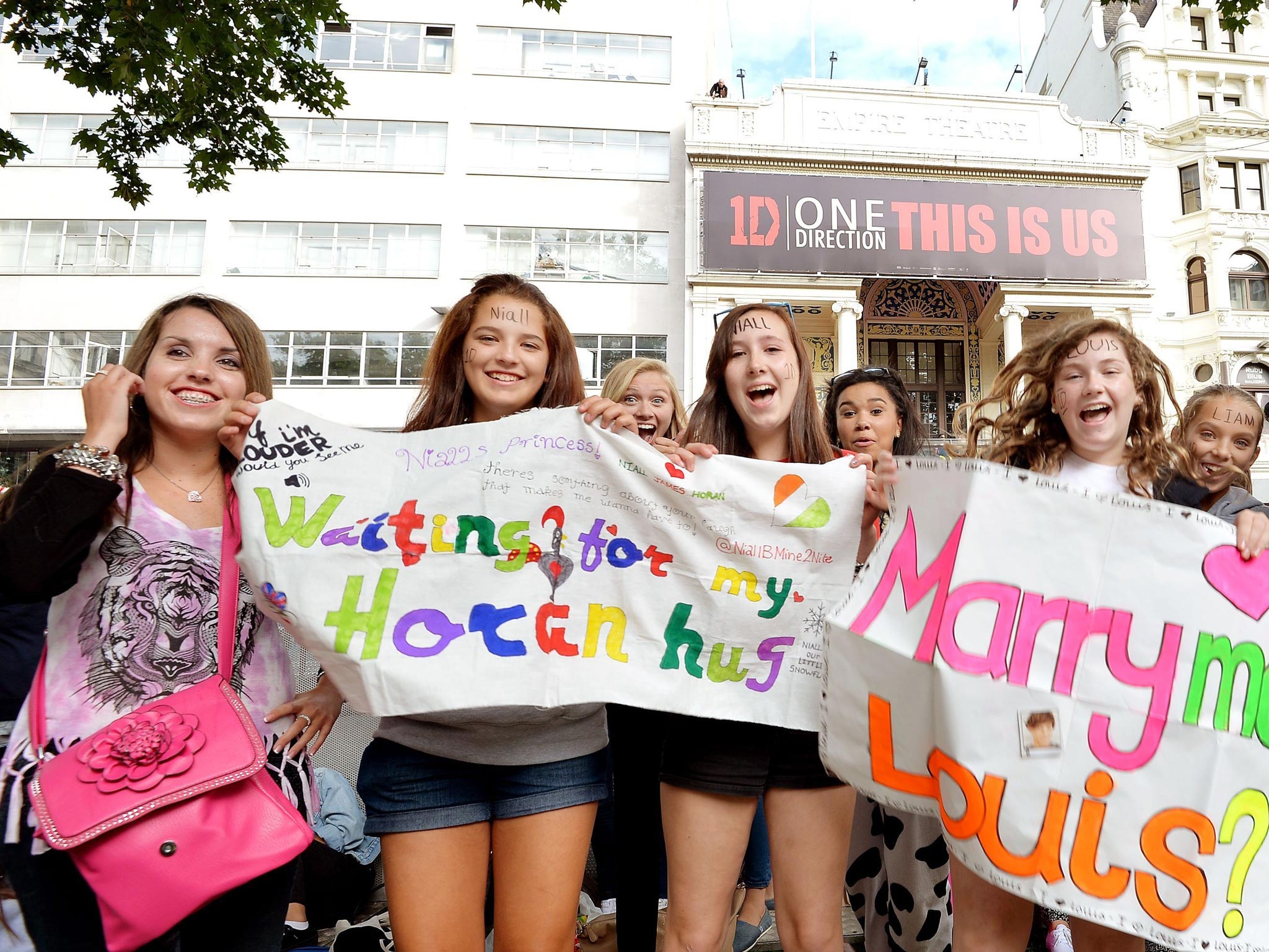 Fans in London waiting for the premiere of the film One Direction: This Is Us