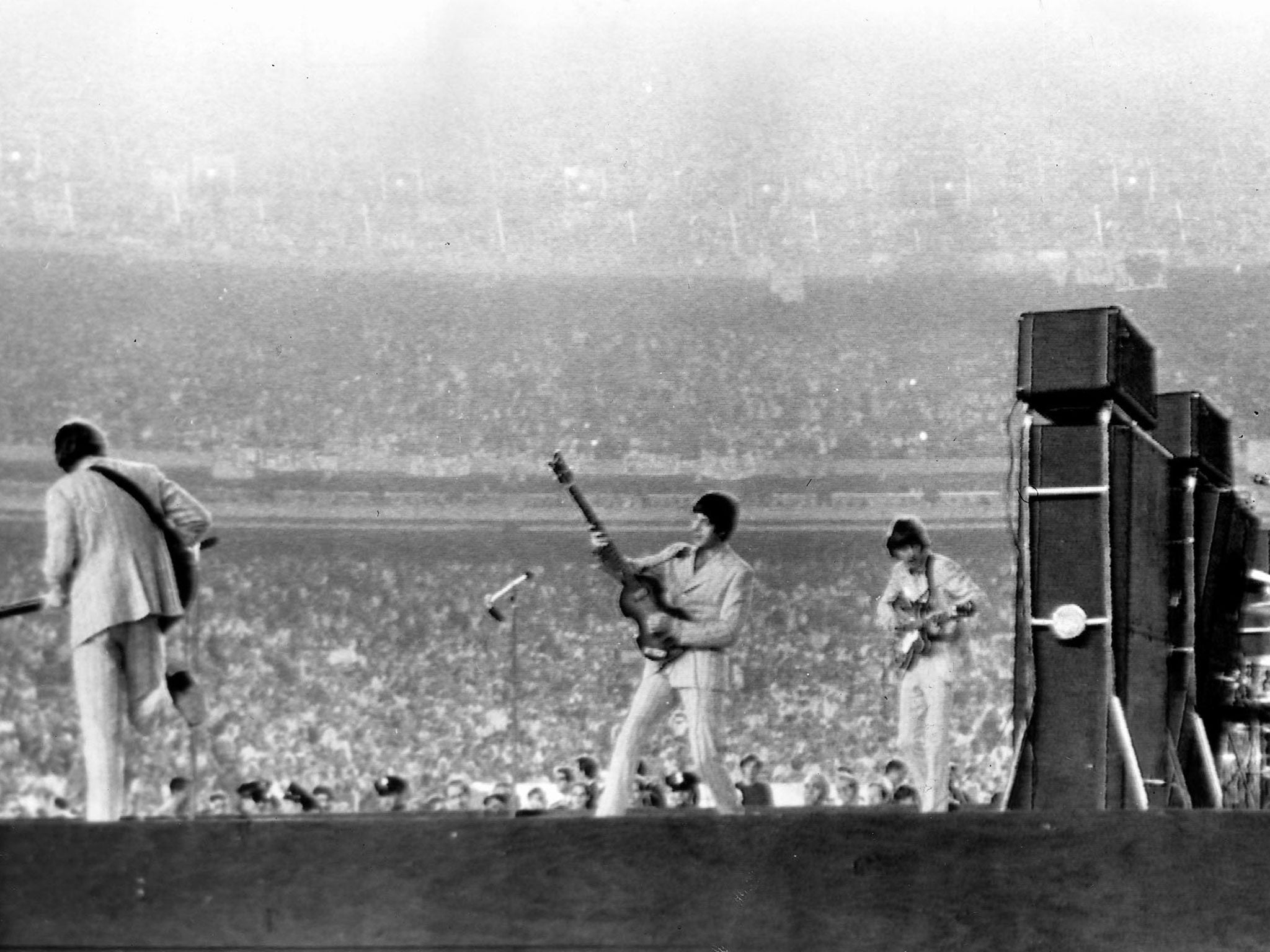 The Beatles at Shea Stadium in 1966