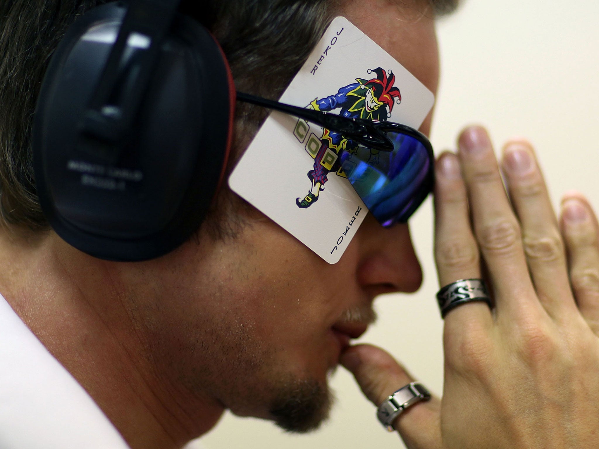 A competitor take part in the random words discipline at the UK open memory championship