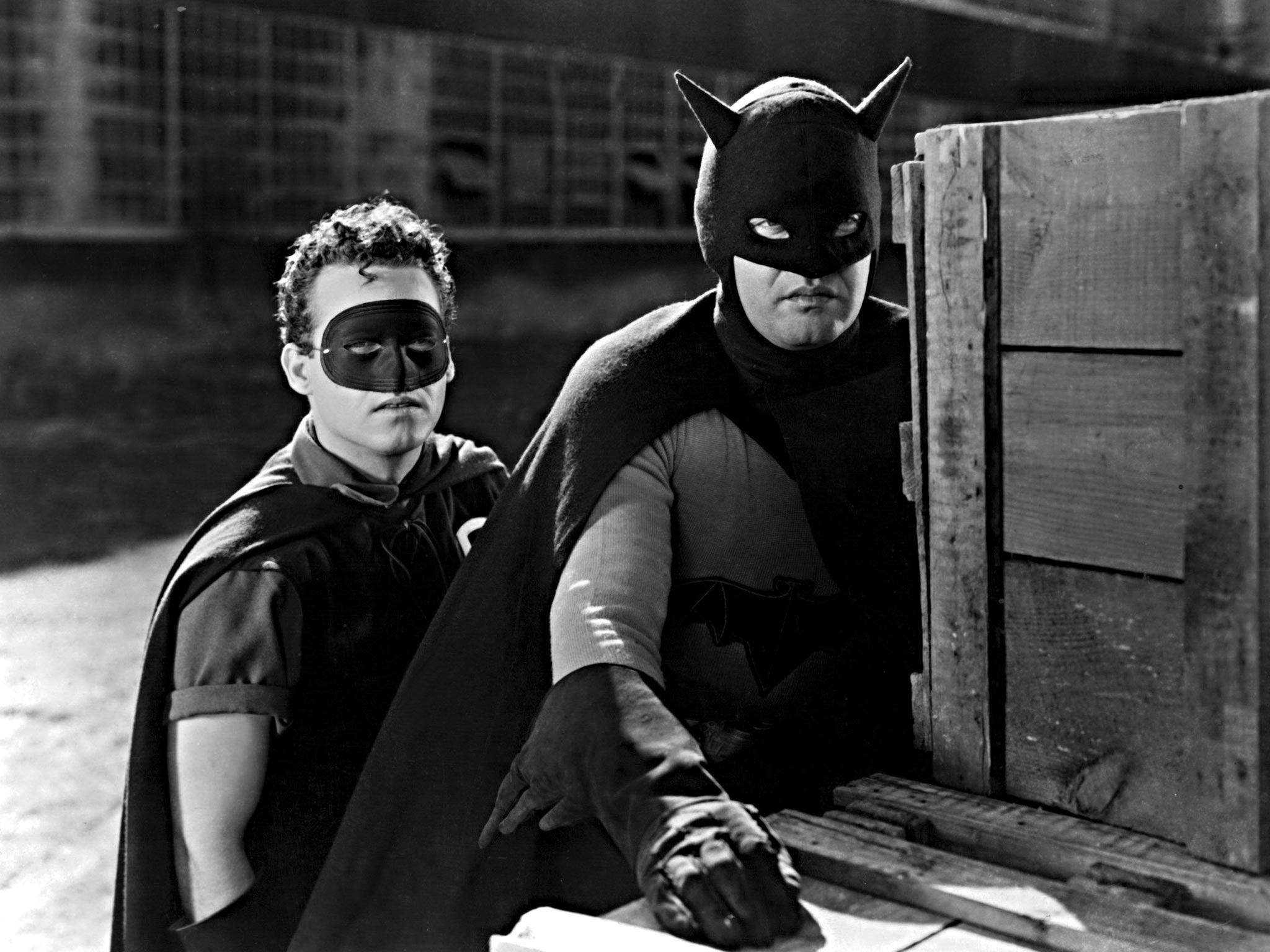 Bob Lowery as Batman and John Duncan as Robin in the movie serial in 1949