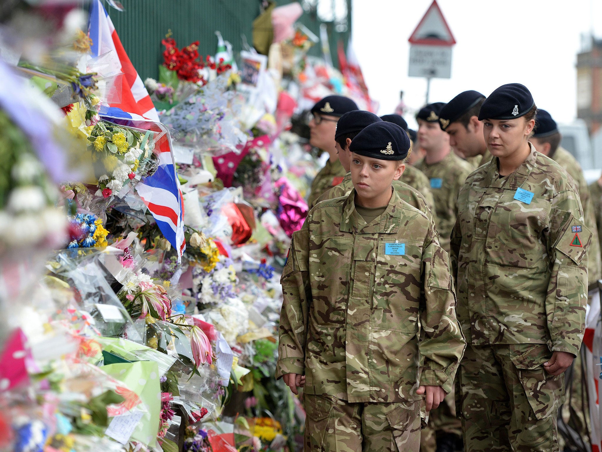 The site where Lee Rigby was killed outside the Royal Artillery Barracks in Woolwich