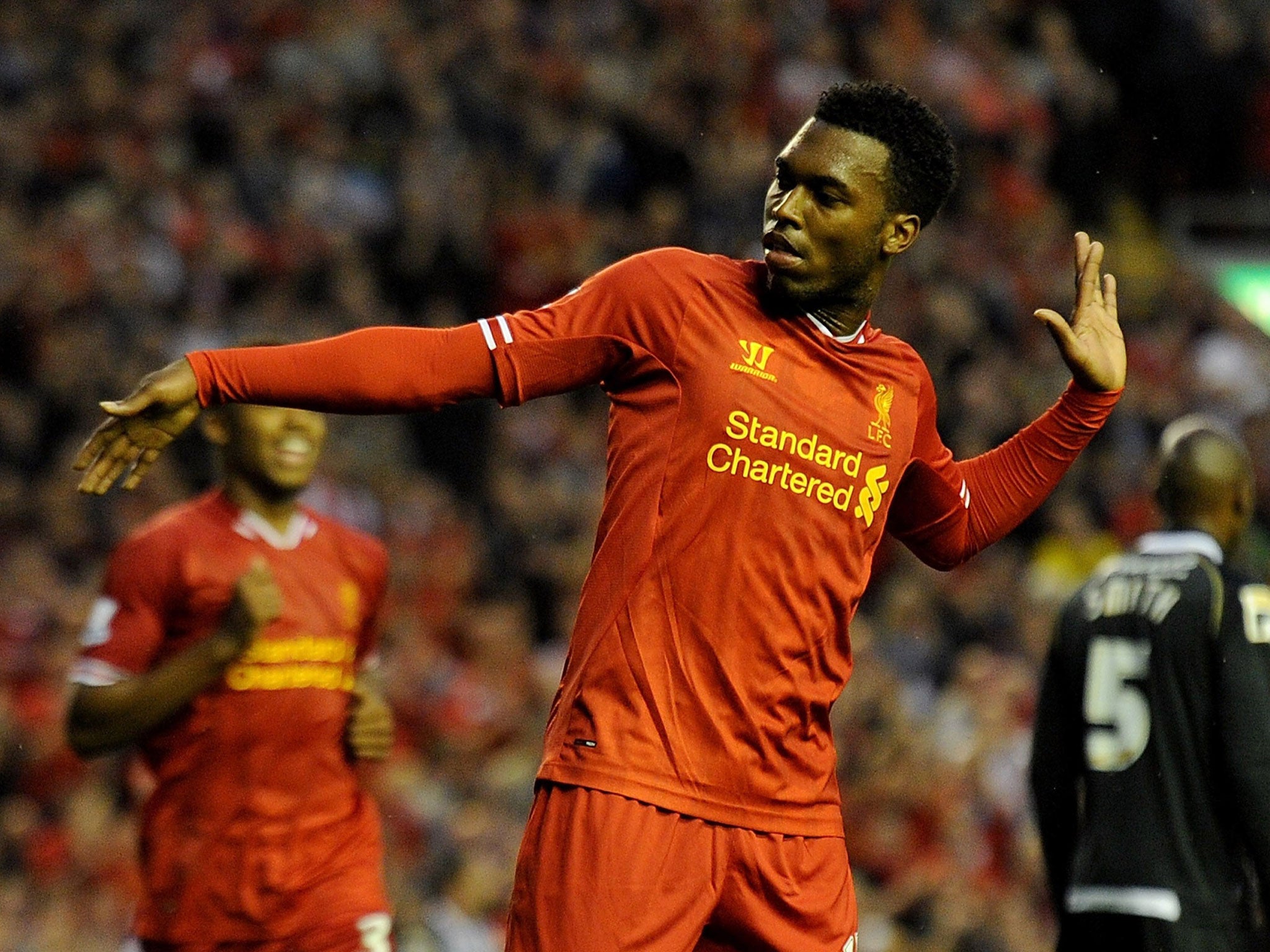 Daniel Sturridge celebrates the second goal