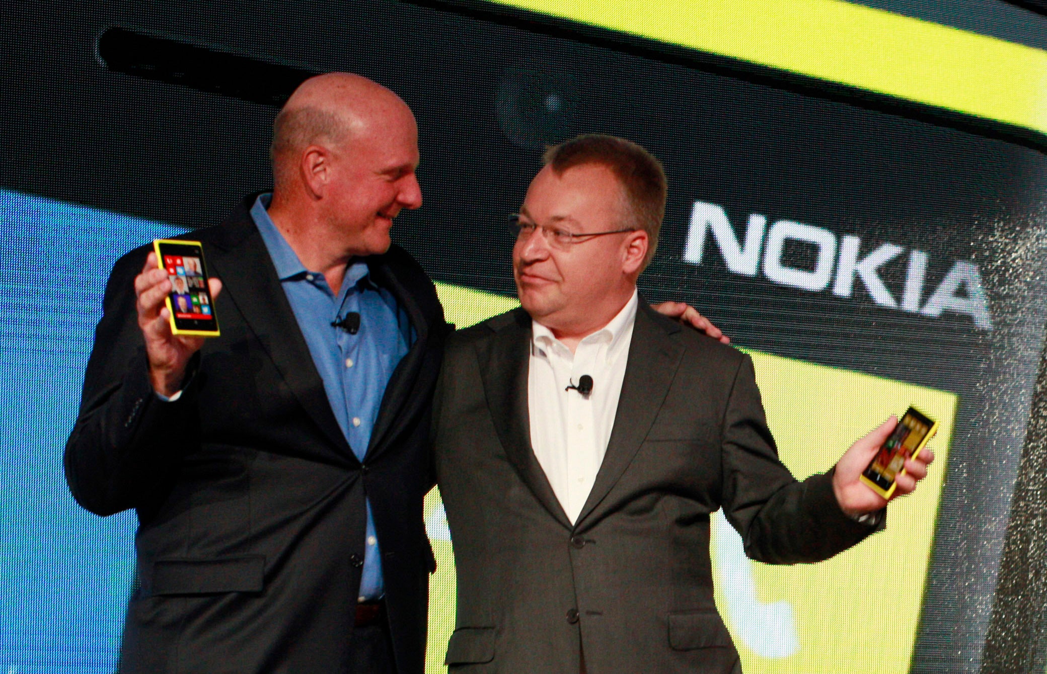 Nokia CEO Stephen Elop (right) is the current favourite to replace Microsoft's outgoing chief executive Steve Ballmer (left).