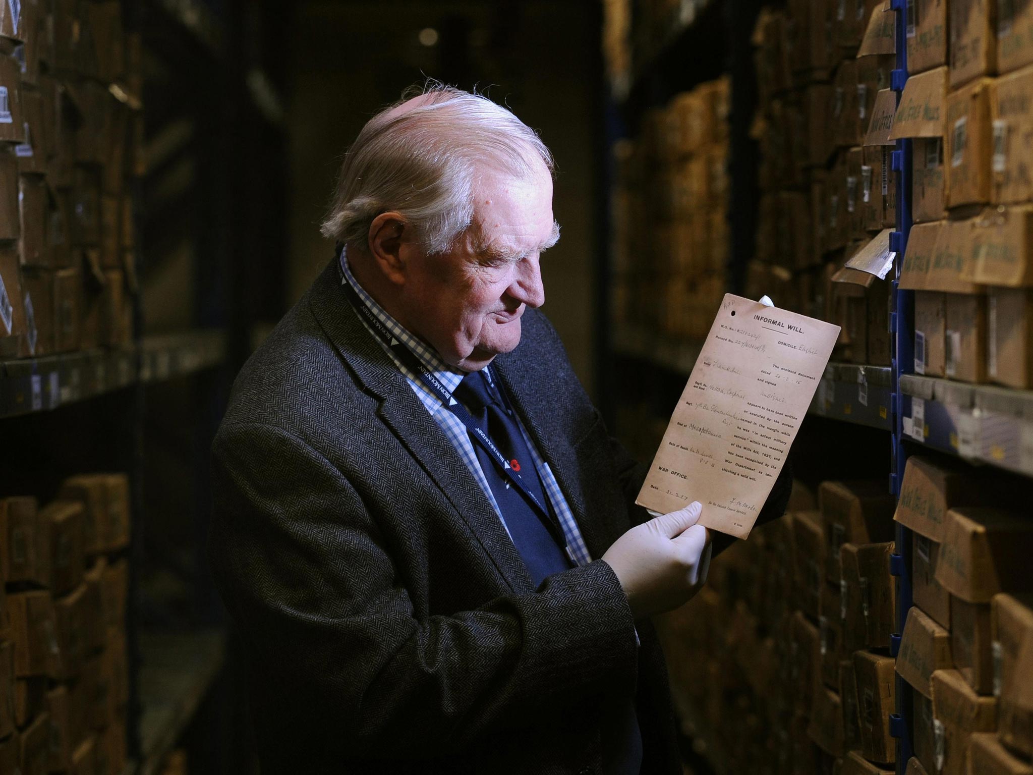 Professor Peter Simkins of The Western Front Association views the will of his great uncle Frank Hill, who was killed in World War I.