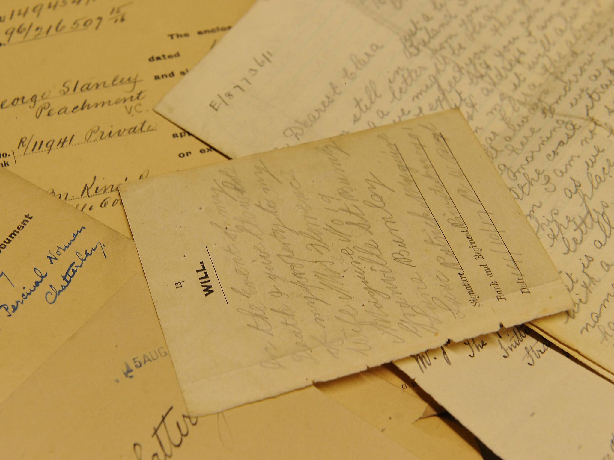 General view of the wills of soldiers who died during World War I. The wills of over 320,000 soldiers from World War I are stored in the Iron Mountain facility on the outskirts of Birmingham