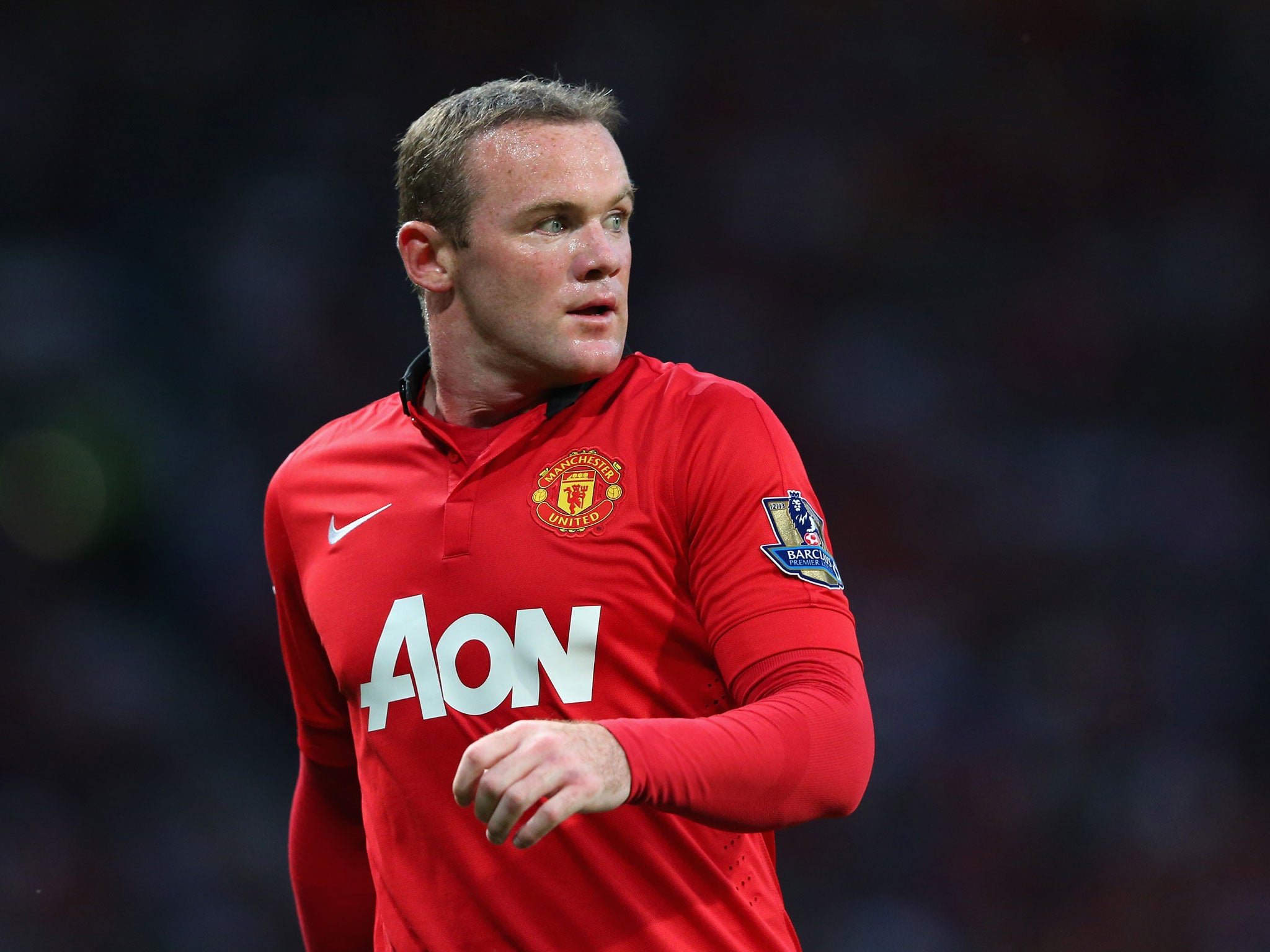 Wayne Rooney of Manchester United looks on during the Barclays Premier League match between Manchester United and Chelsea