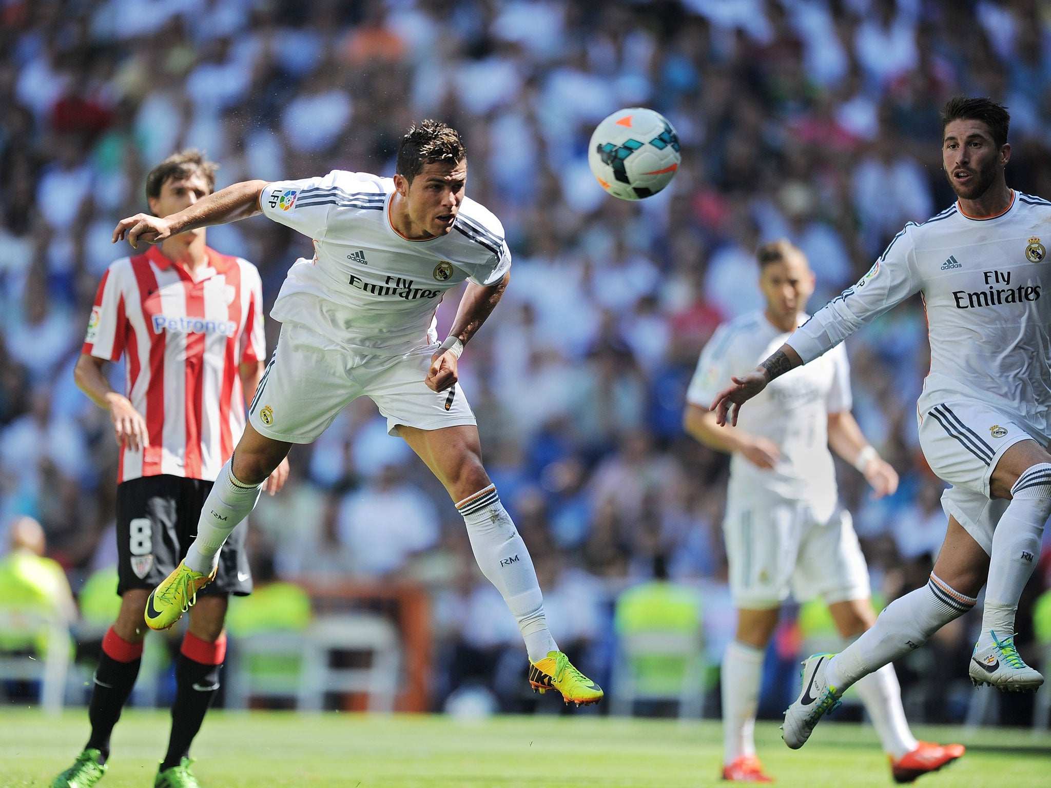 Cristiano Ronaldo heads Real's second goal