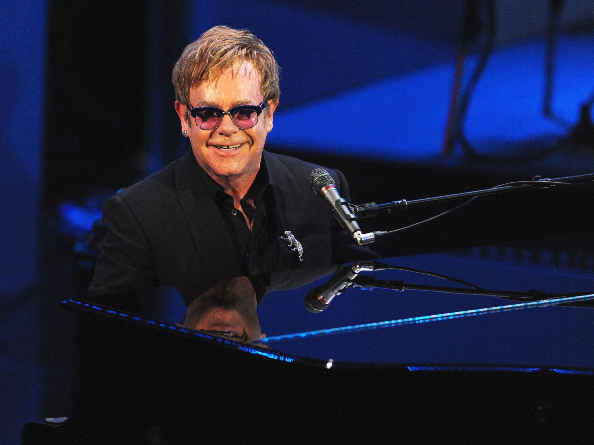 Elton John performing at his 'Brits Icon' concert at The Palladium in London