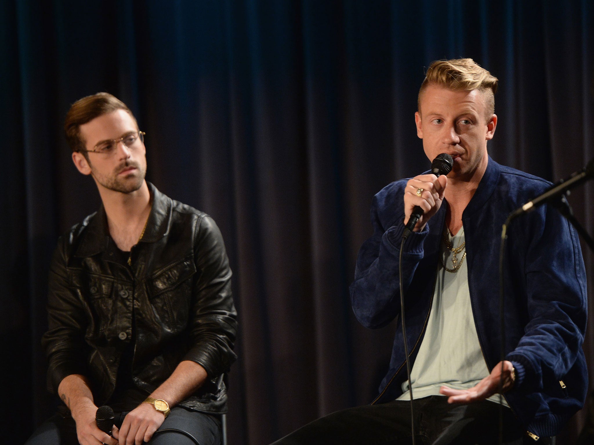 Hip hop artists Ryan Lewis, left, and Macklemore