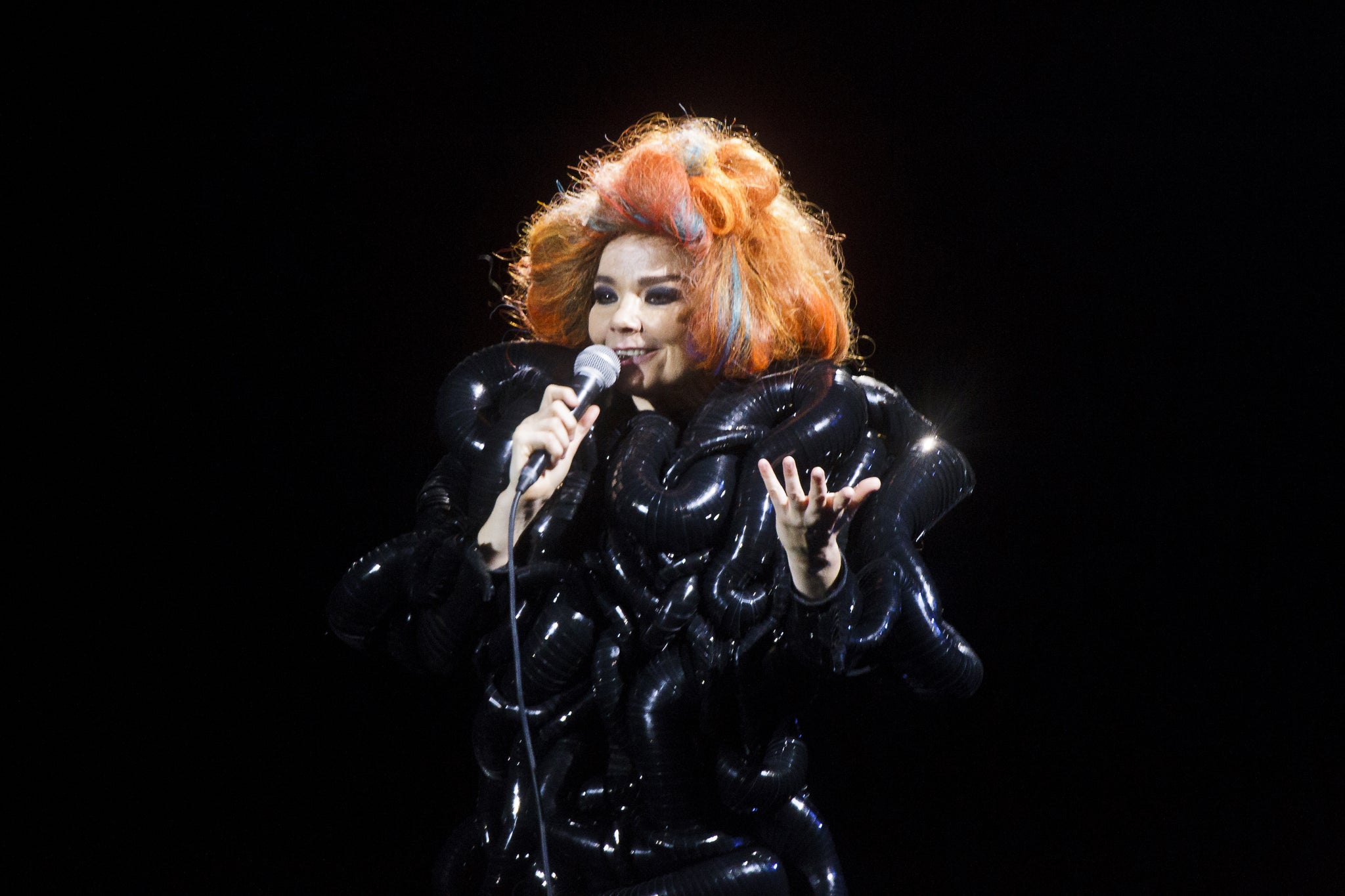 Icelandic singer Bjork performs live