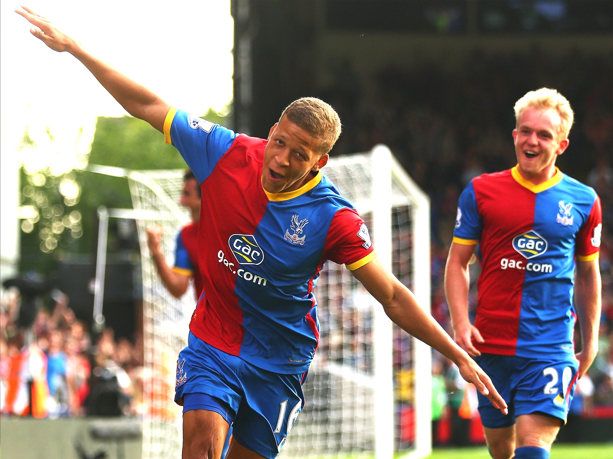 Crystal Palace's Dwight Gayle celebrates scoring against Sunderland