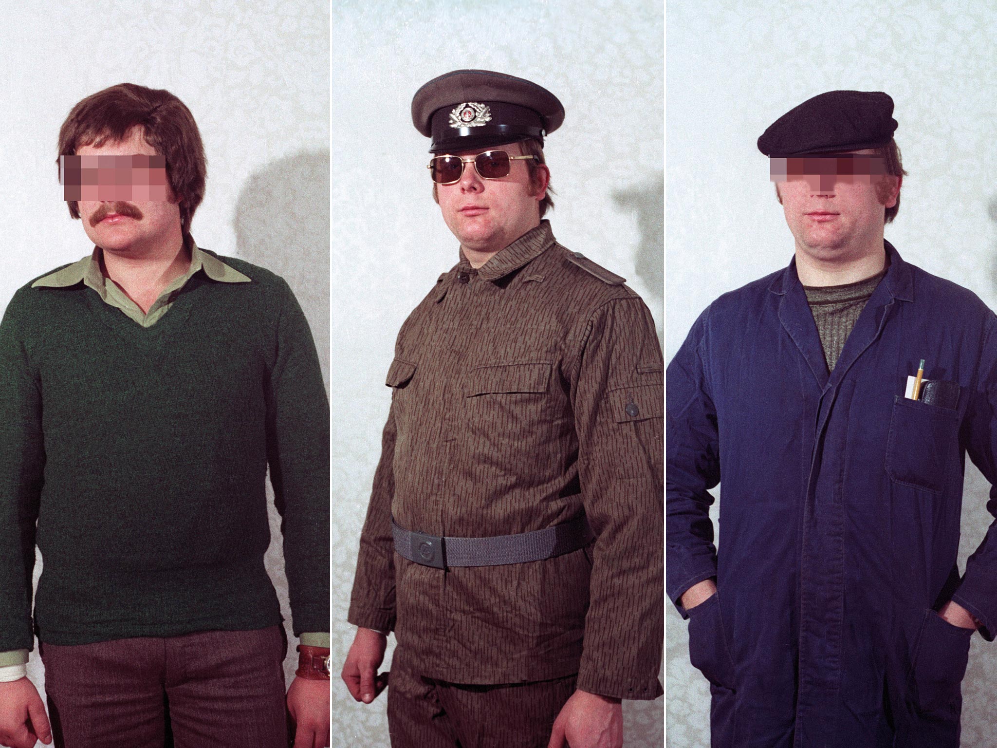 Images from a seminar in which Stasi personnel were taught how
to don different disguises. The goal of the seminar was to enable Stasi agents to move about in society as inconspicuously as possible.
