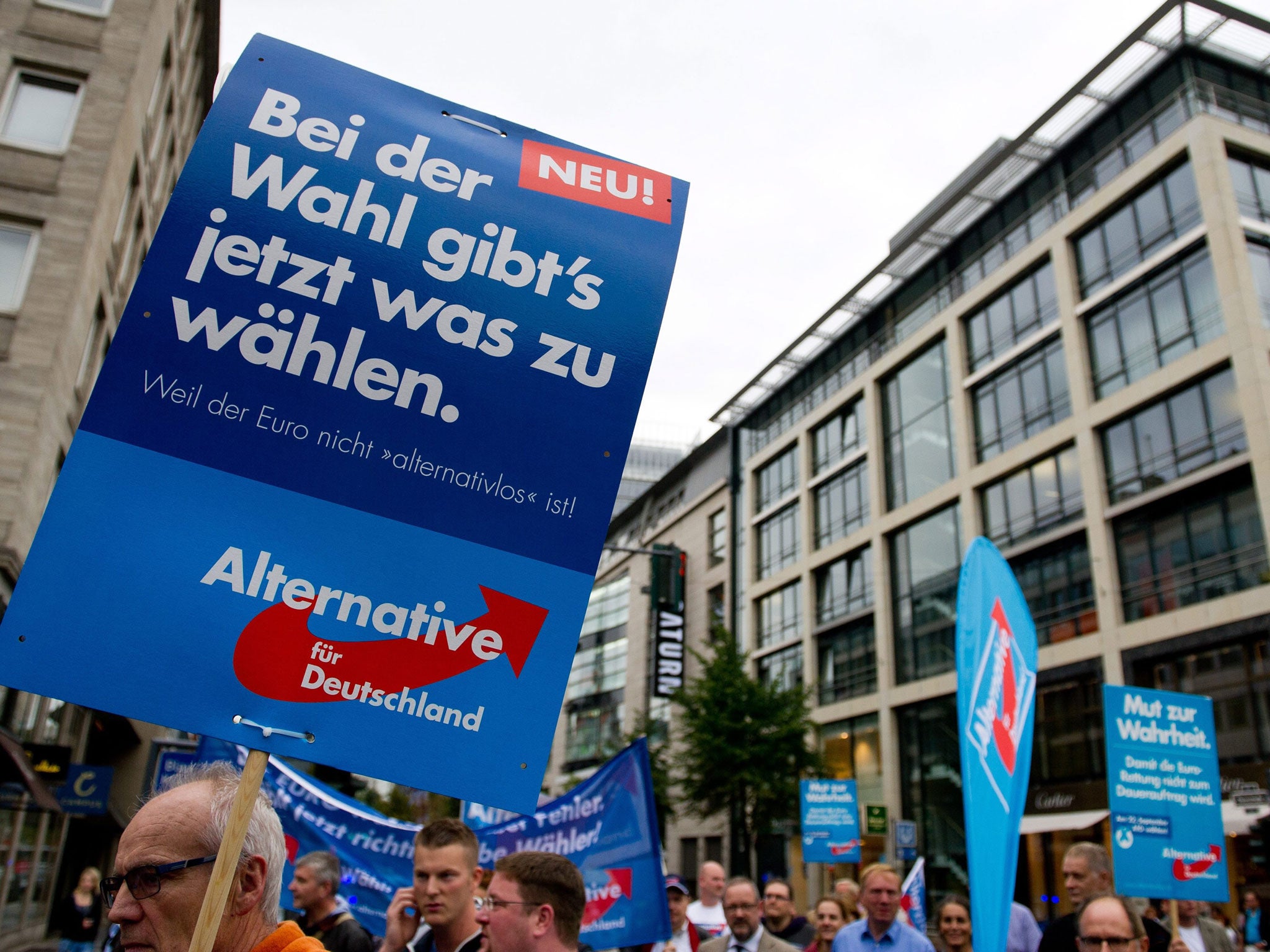 Alternative for Germany (AfD) has held protest marches as part of its election campaign