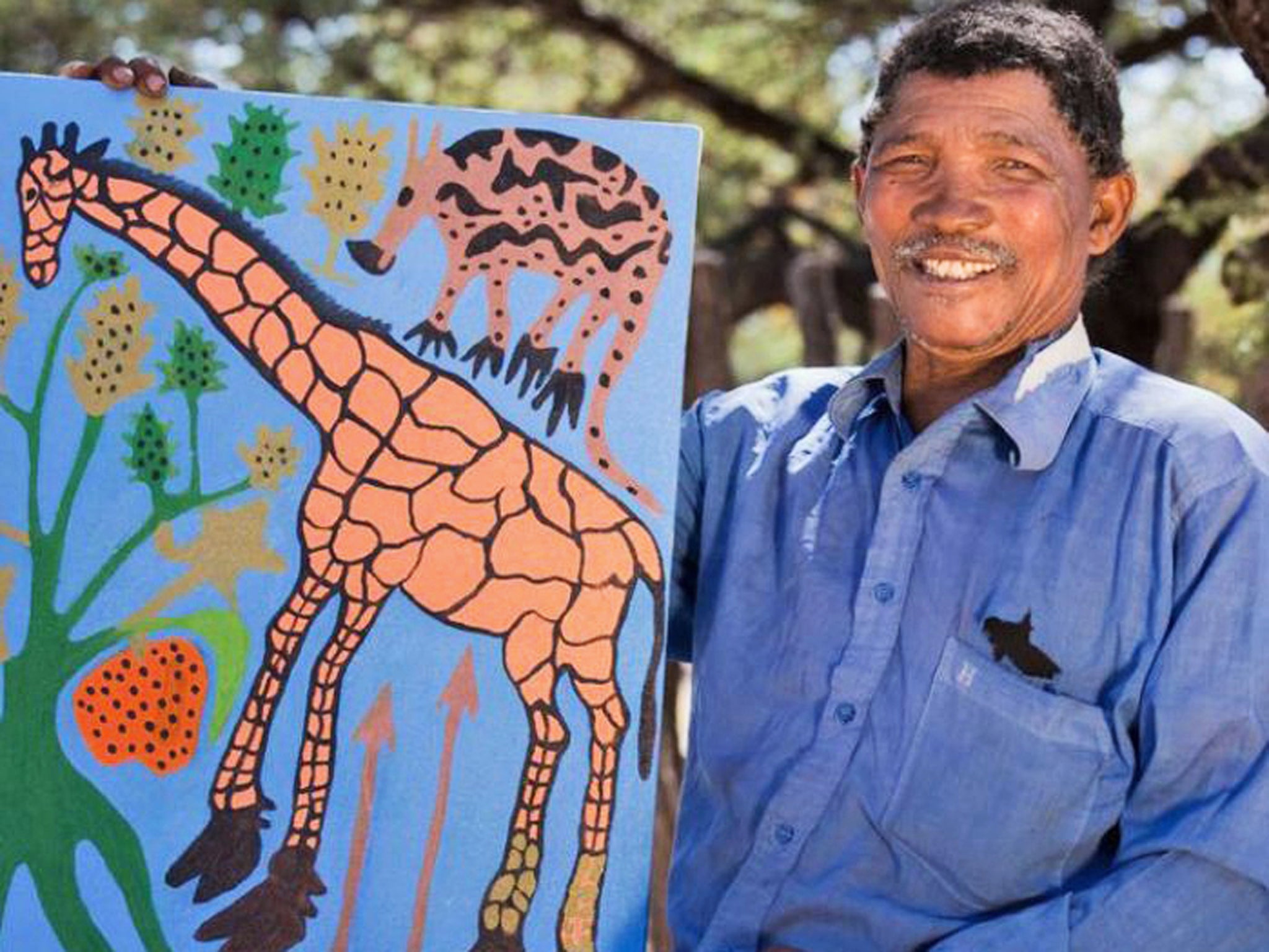 Xgaiga Qhomatca's 'Giraffe, aardvark and wild cucumber' will be on show at the Mall Galleries