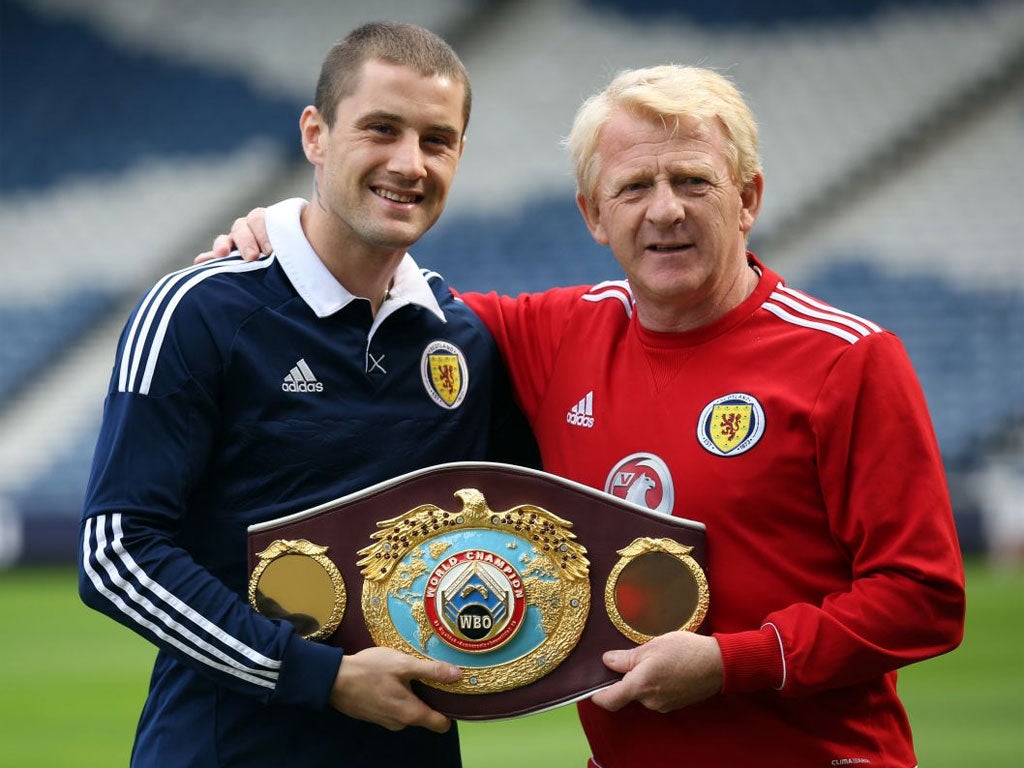 Ricky Burns (left) with Scotland manager Gordon Strachan at Hampden Park on Thursday