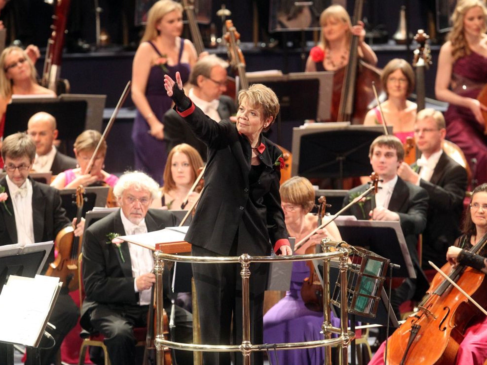 First lady: Marin Alsop conducts the Last Night of the Proms yesterday