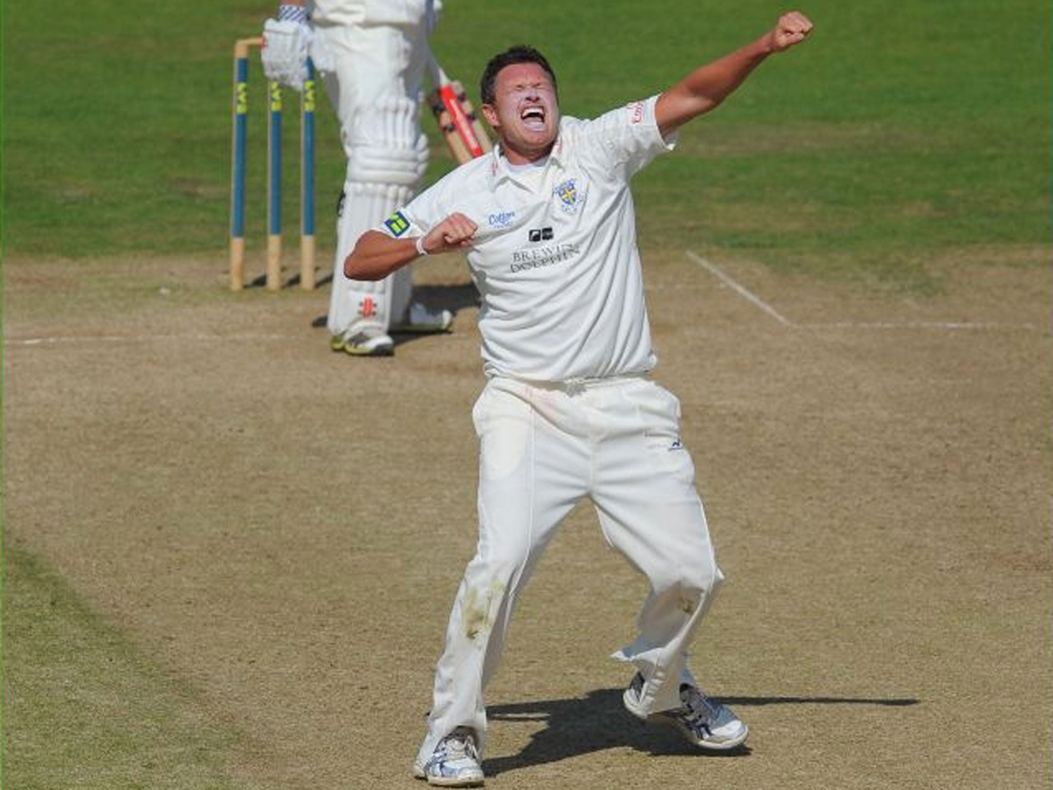 Surrey spend money on the likes of Kevin Pietersenm, seen here celebrating, Durham’s Mitchell Claydon cashes in