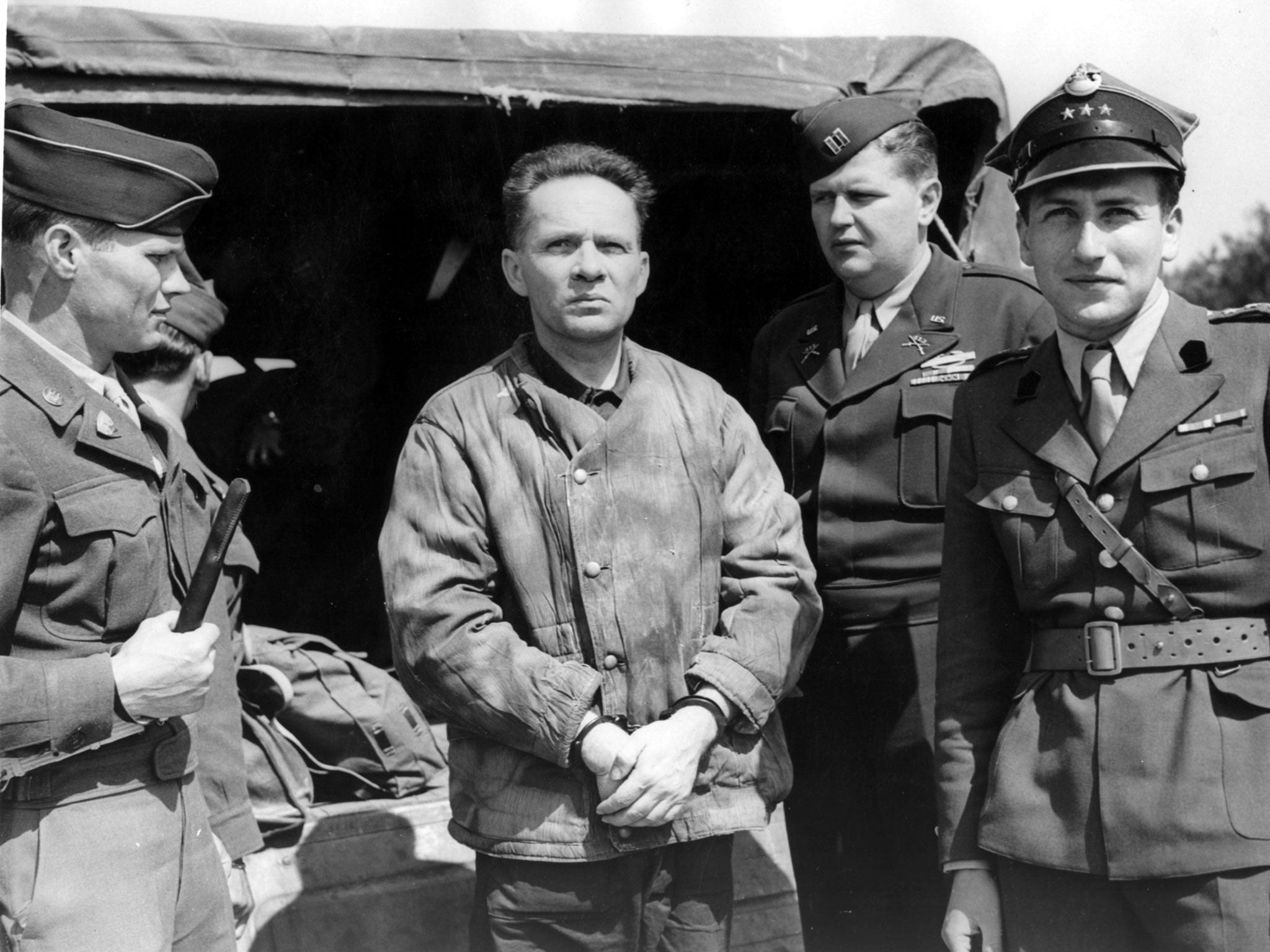 German Nazi kommandant Rudolf Höss, centre, shortly before his trial for war crimes