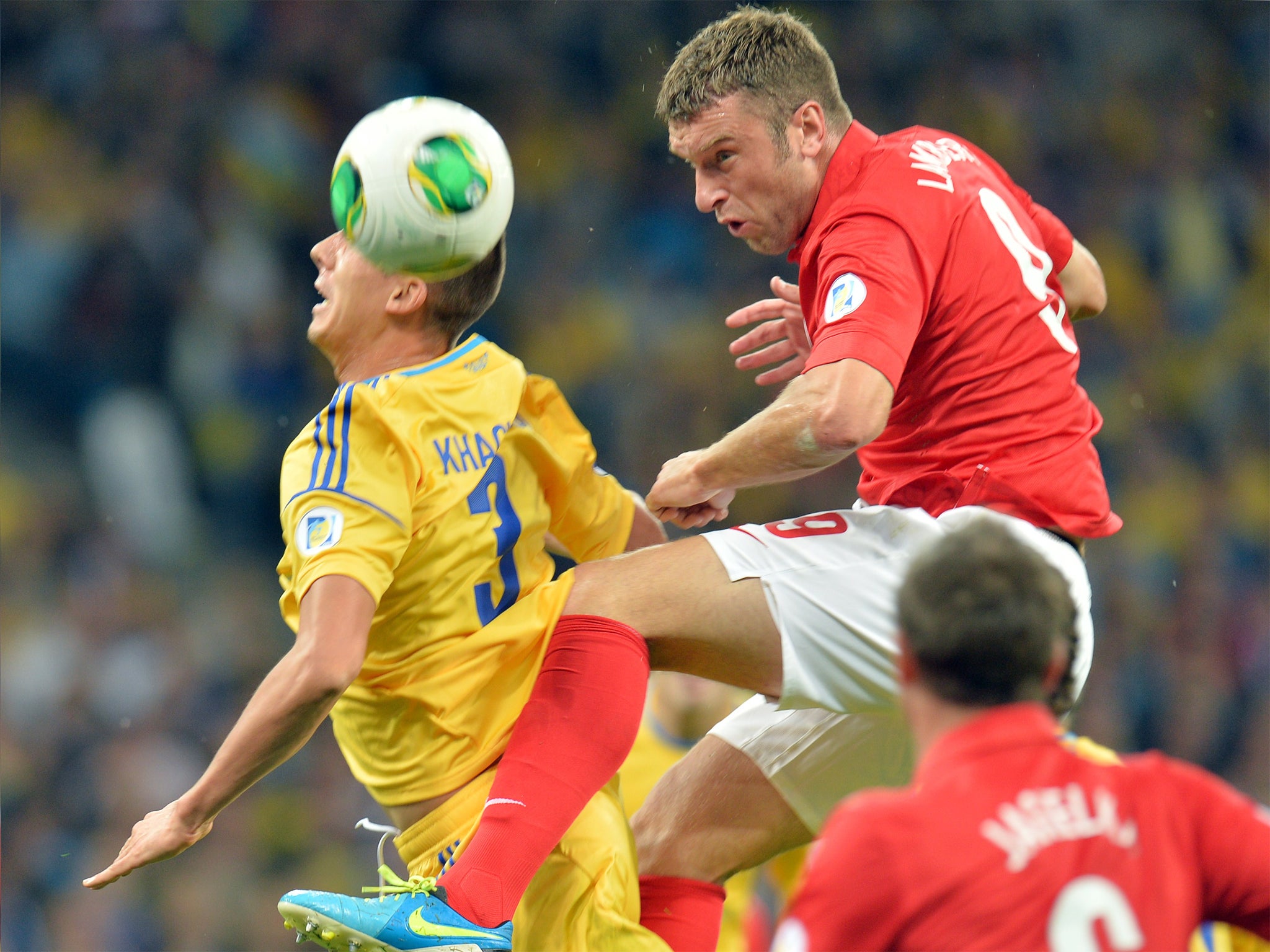 Rickie Lambert wins a header during a game bereft of clear-cut chances