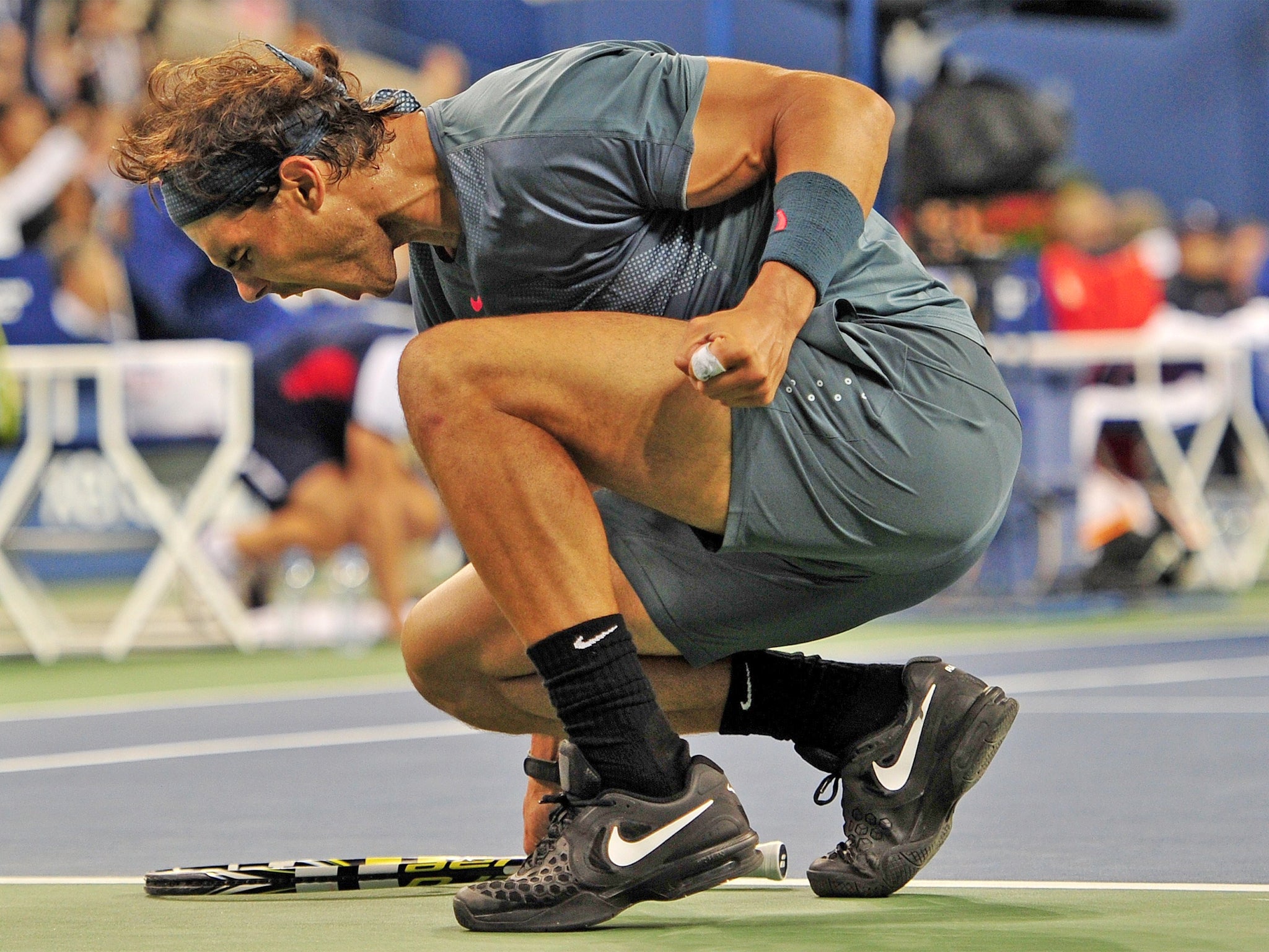 Rafael Nadal celebrates winning his 13th Grand Slam