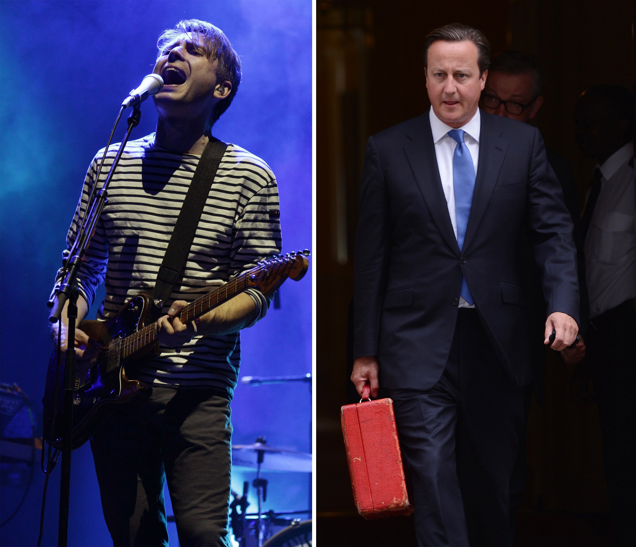 Franz Ferdinand frontman Alex Kapranos and Prime Minister David Cameron