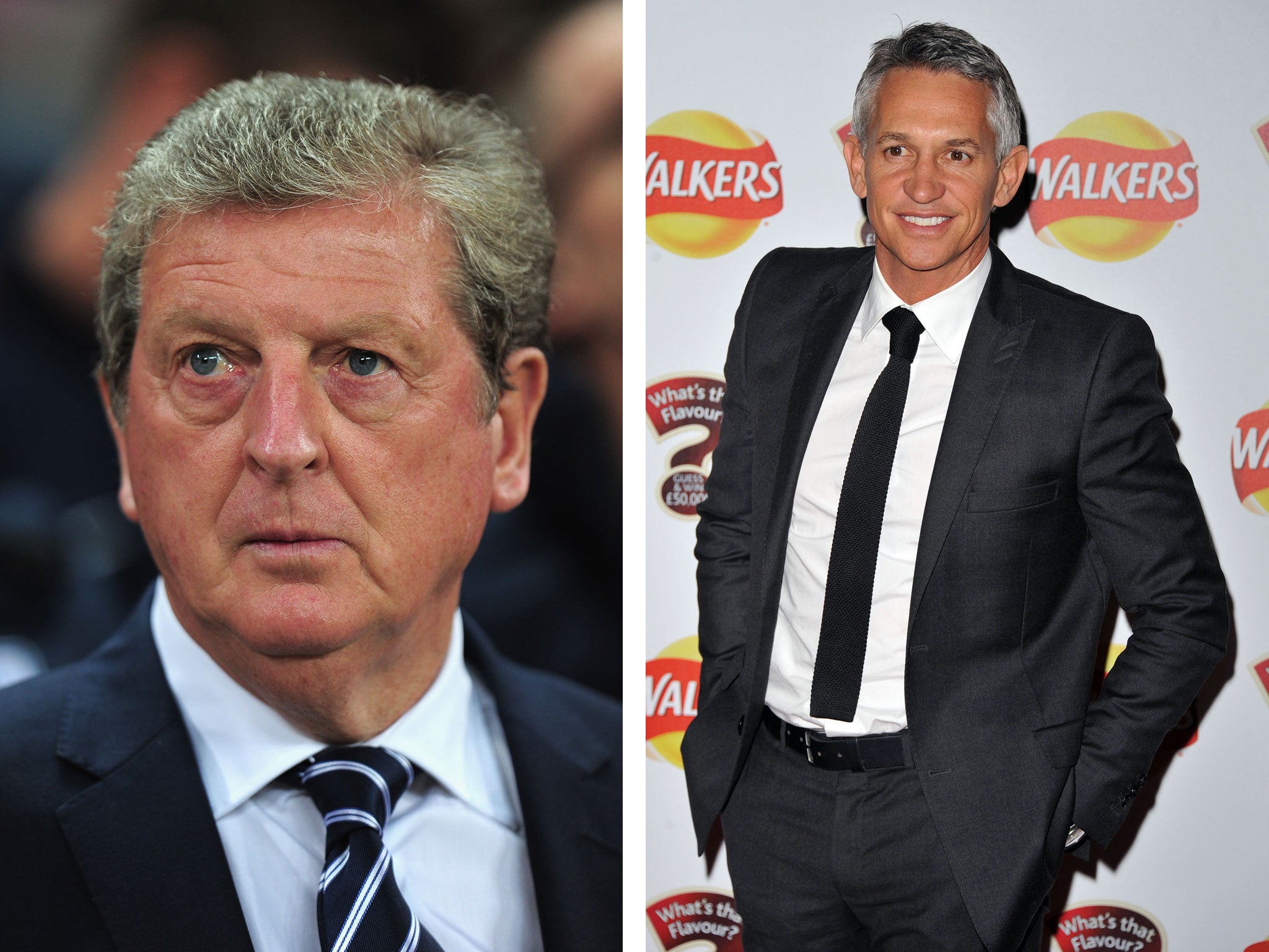 England manager Roy Hodgson (L) and former striker Gary Lineker (R)