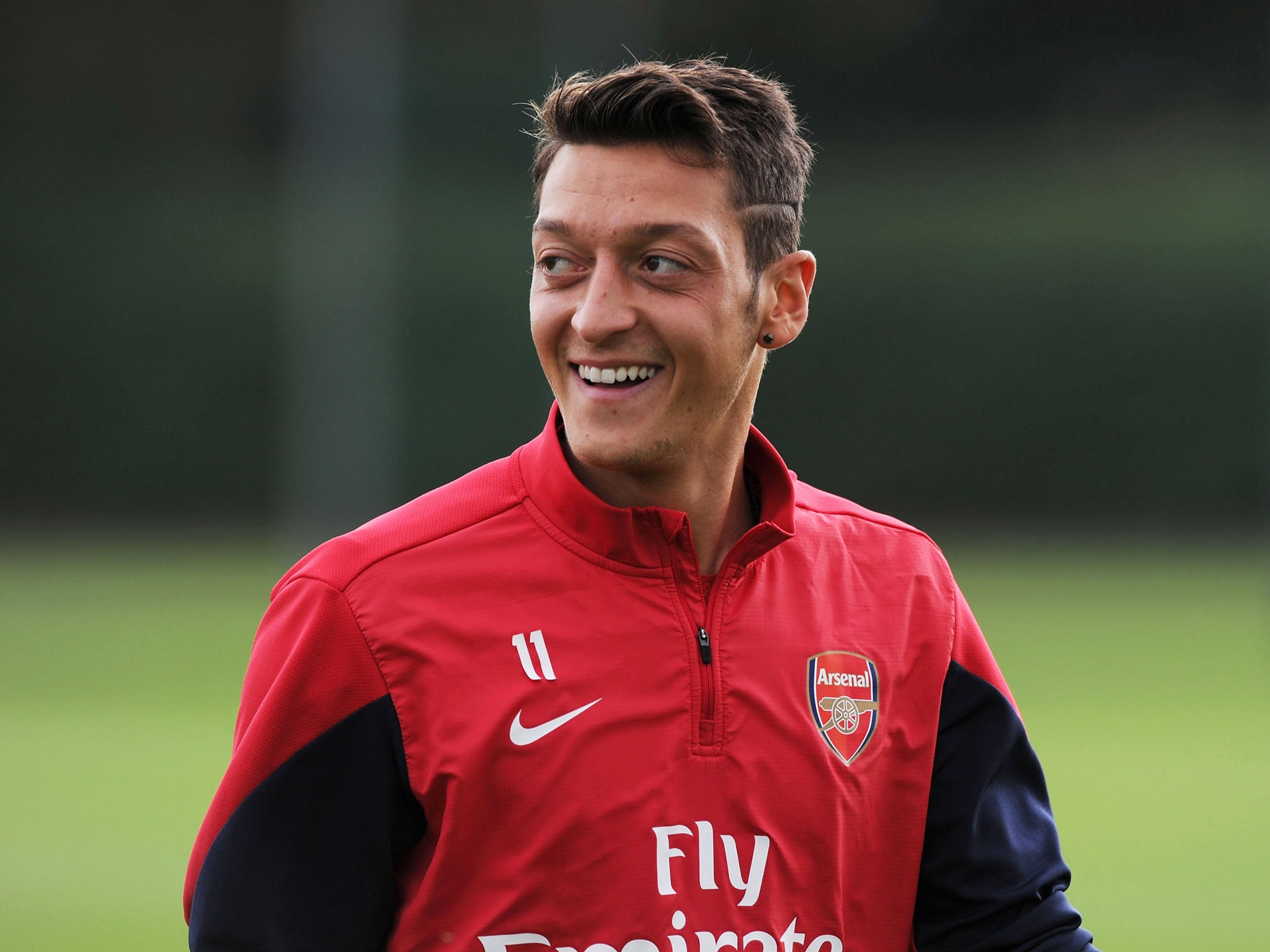 Mesut Ozil in training with Arsenal