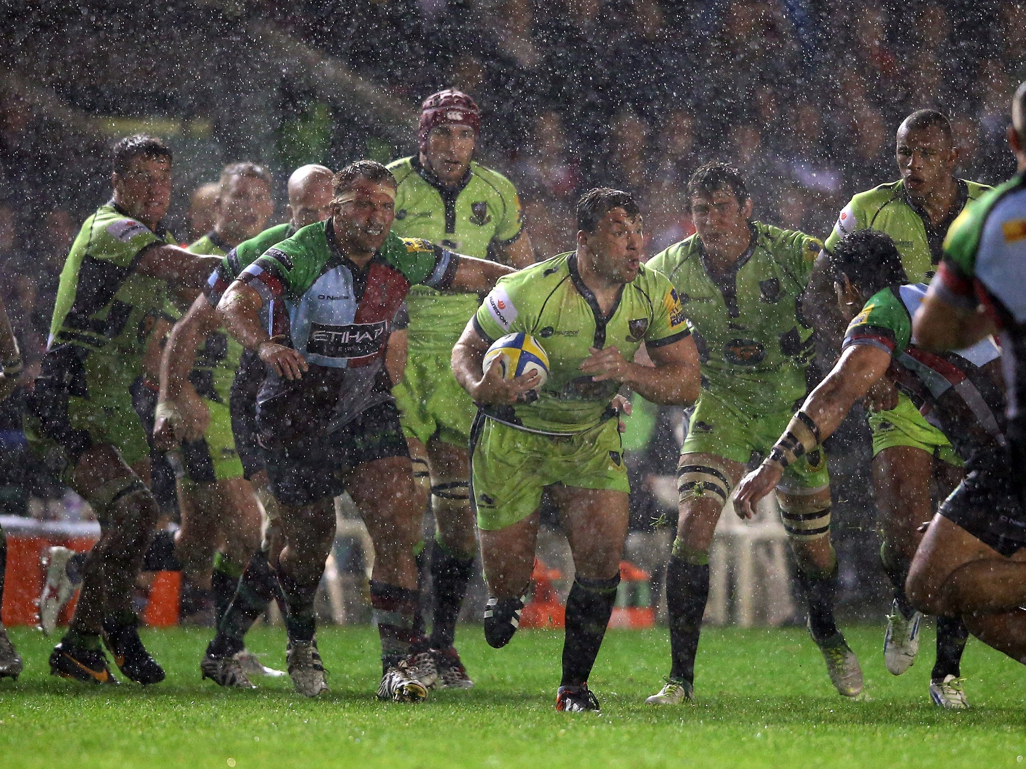 Alex Corbisiero in action for Northampton Saints against Harlequins on Friday night