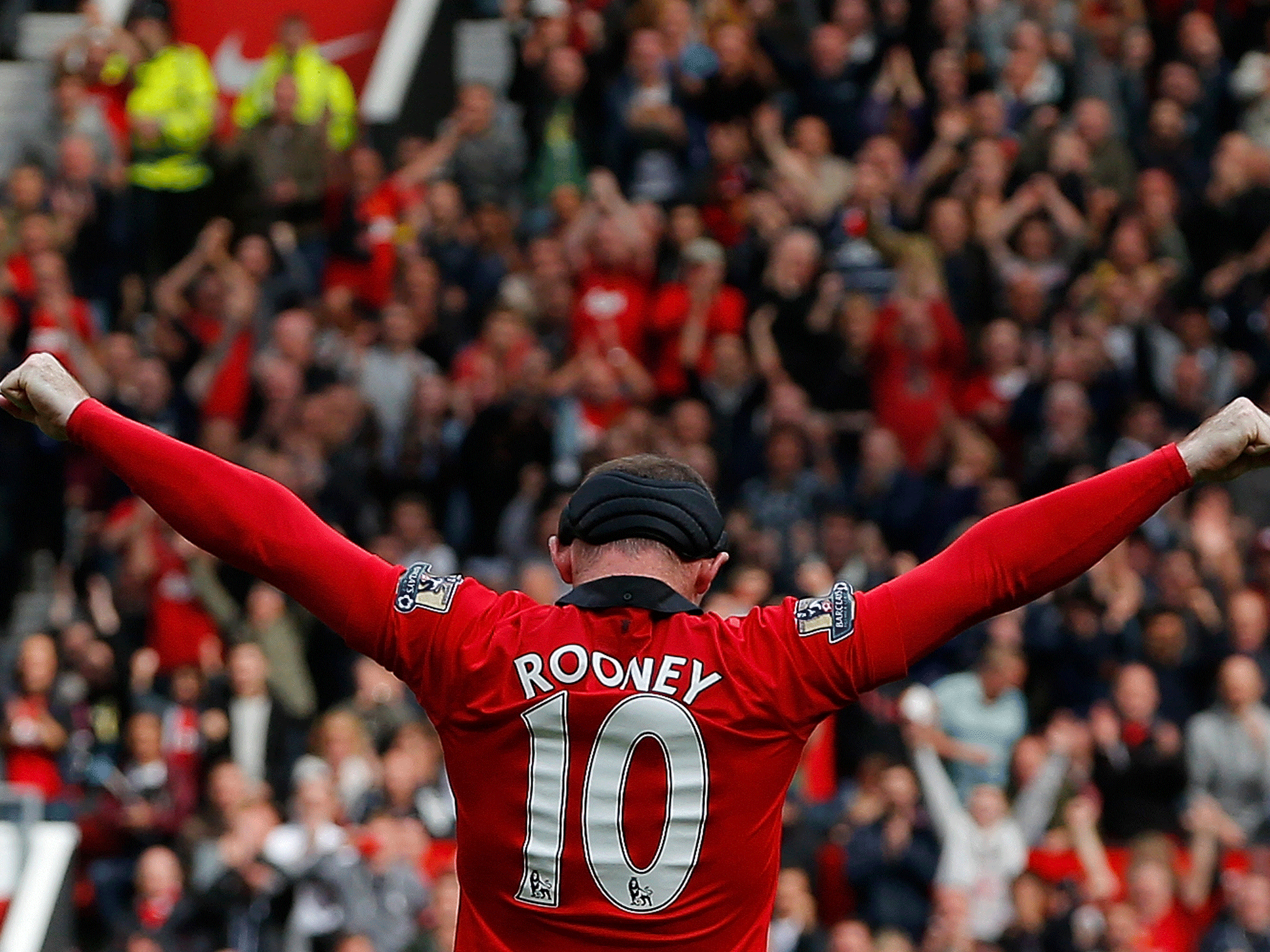 Manchester United's striker Wayne Rooney celebrates after scoring his team's second goal as they beat Crystal Palace 2-0