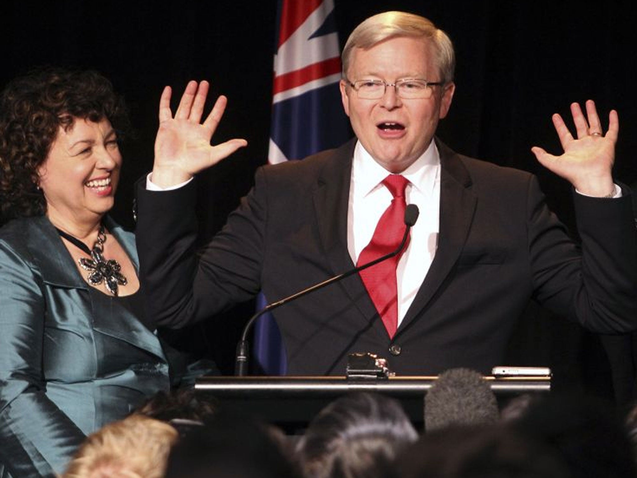 Labor defeat: Australian PM Kevin Rudd and his wife last weekend