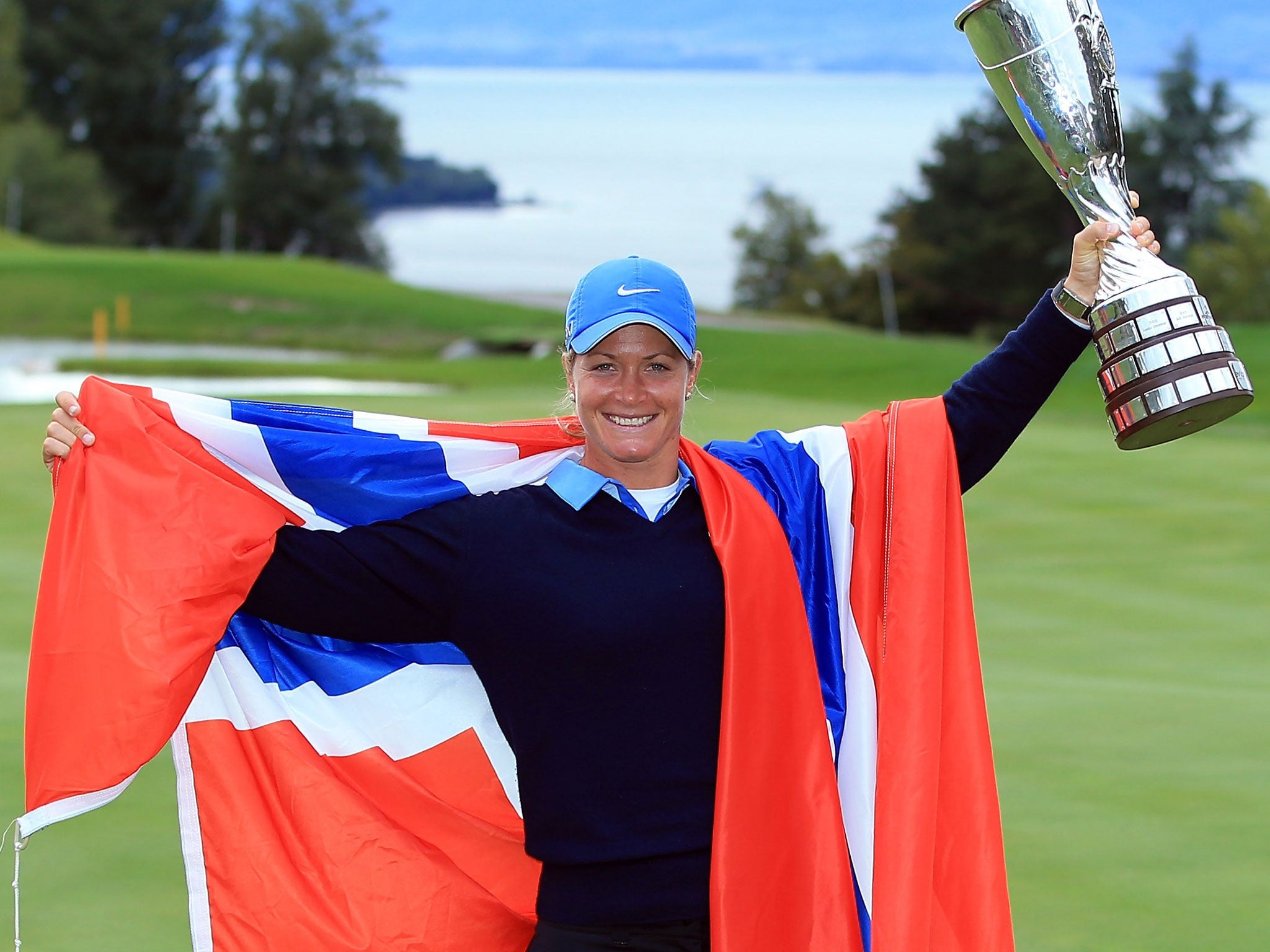 Suzann Pettersen celebrates her Evian win
