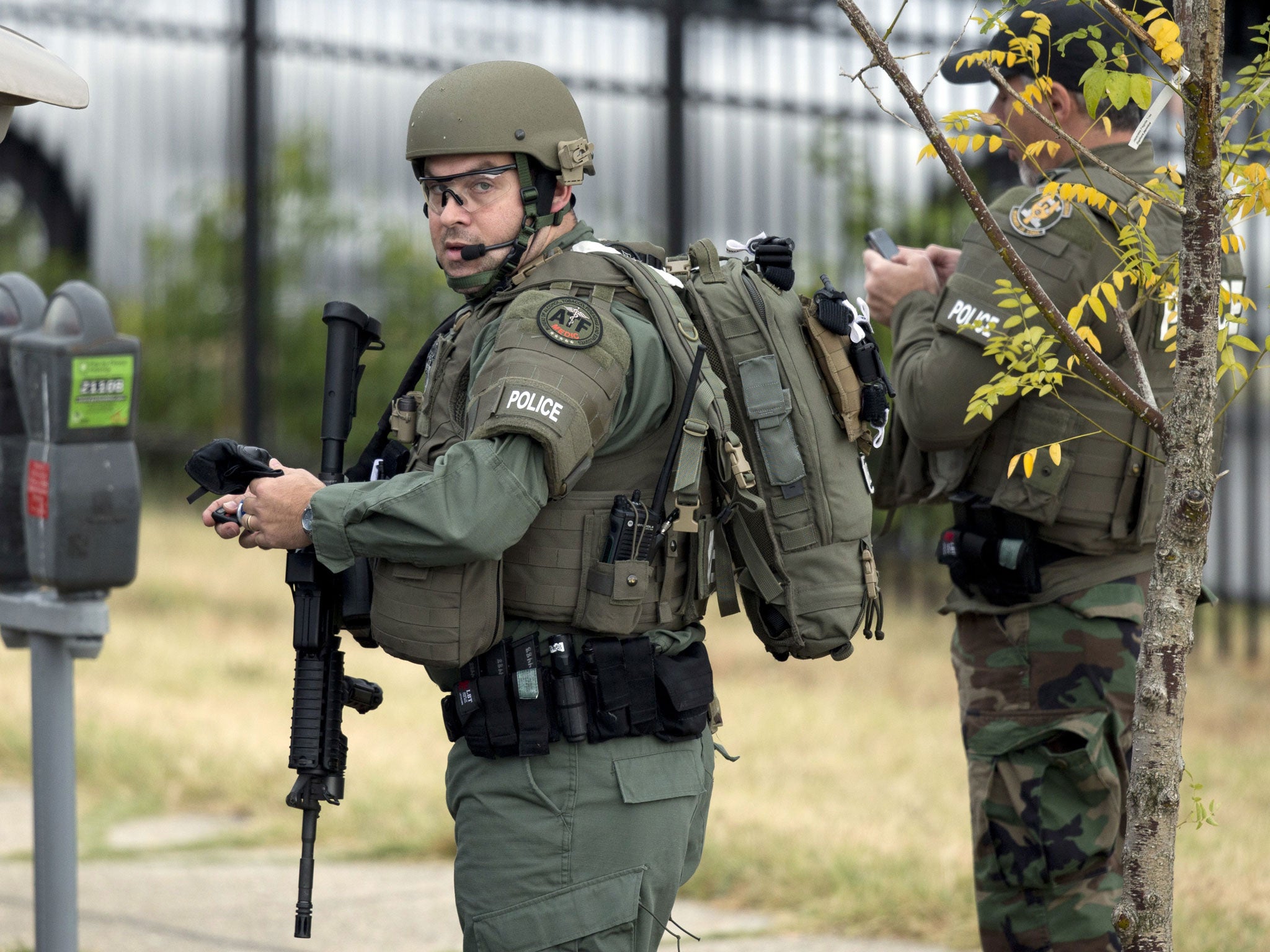 Armed police prepare to enter the Washington Navy Yard as they respond to a shooting in Washington