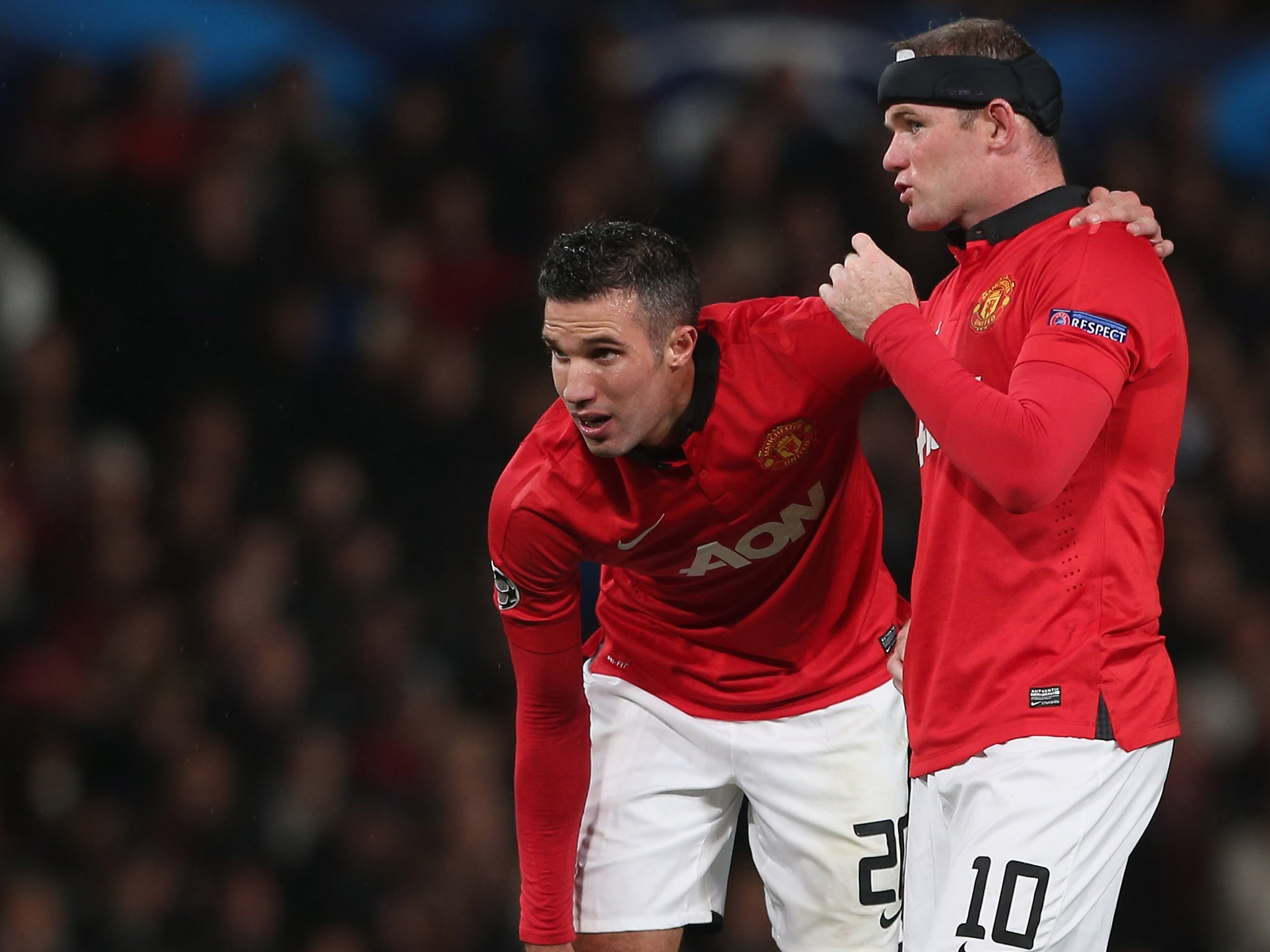 Robin van Persie together with Wayne Rooney