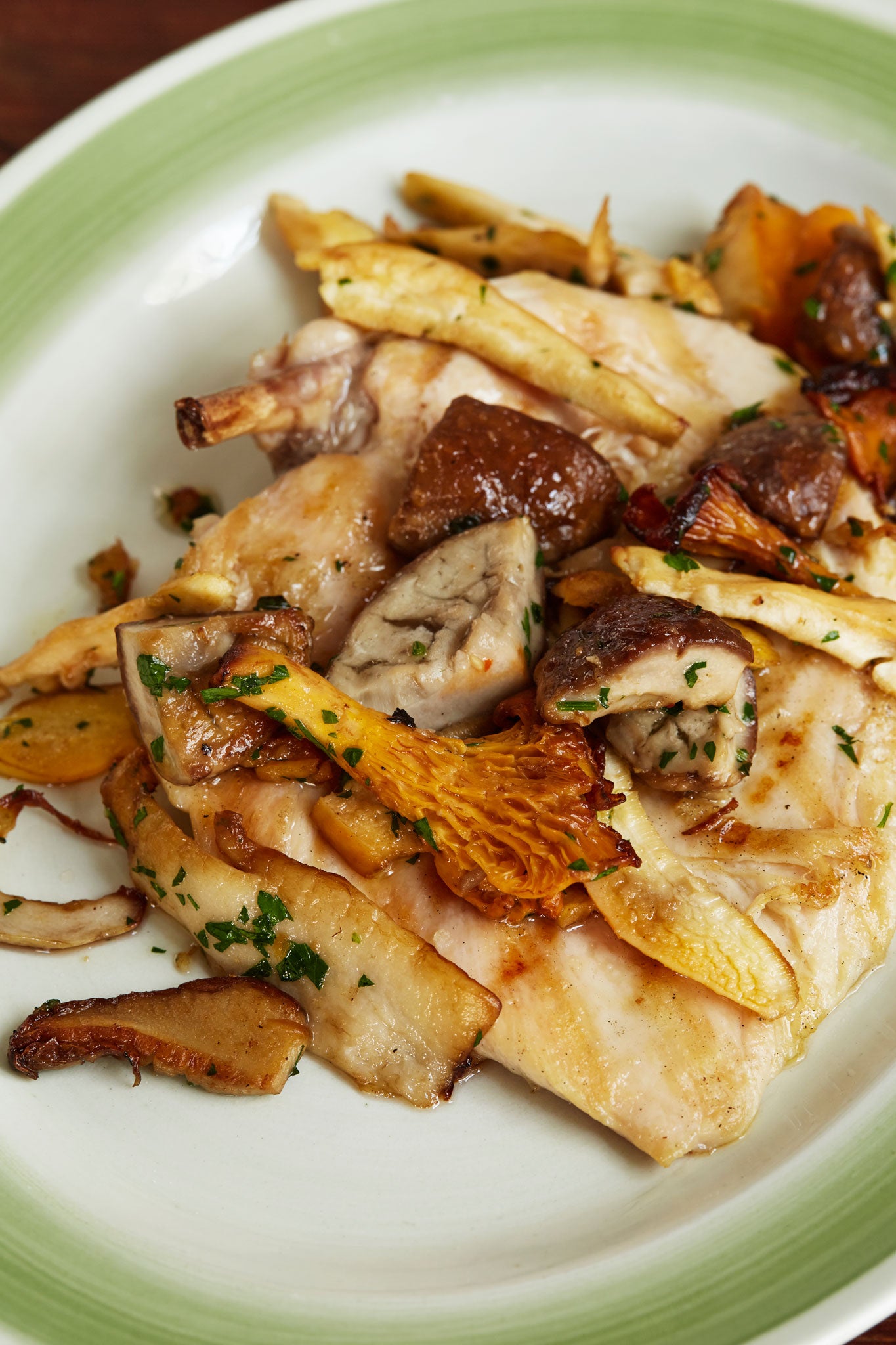 Chicken paillard with wild mushrooms is a great, quick, dinner-party dish